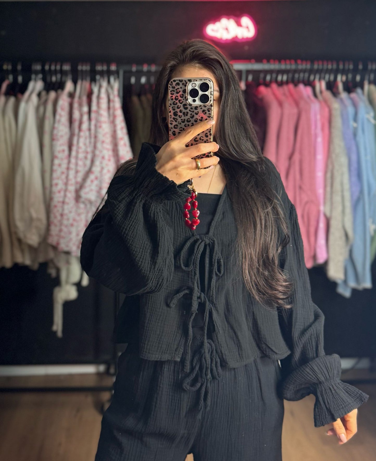 Musselin schleifen Crop black