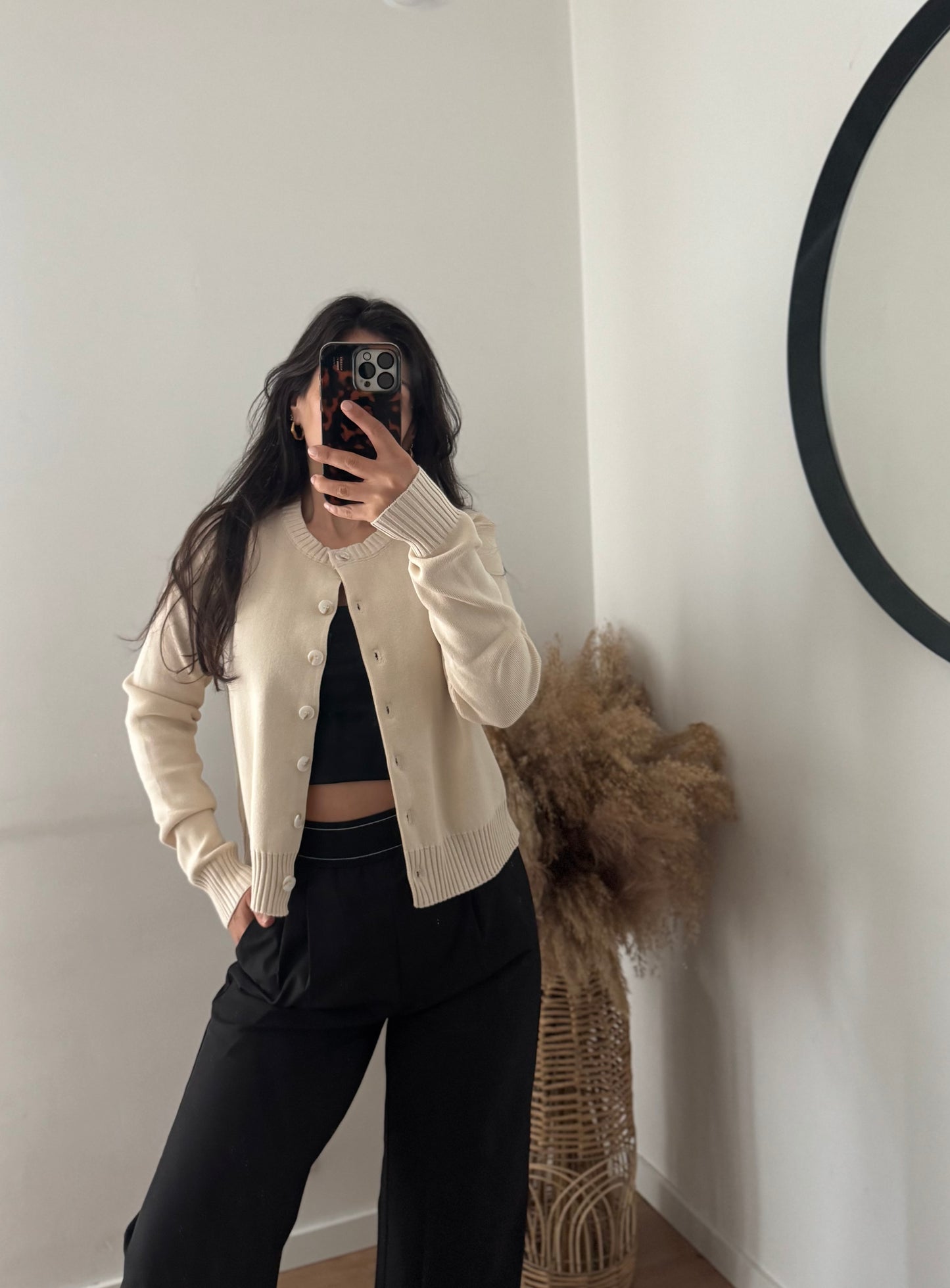 Pure Cotton Cardigan Stone