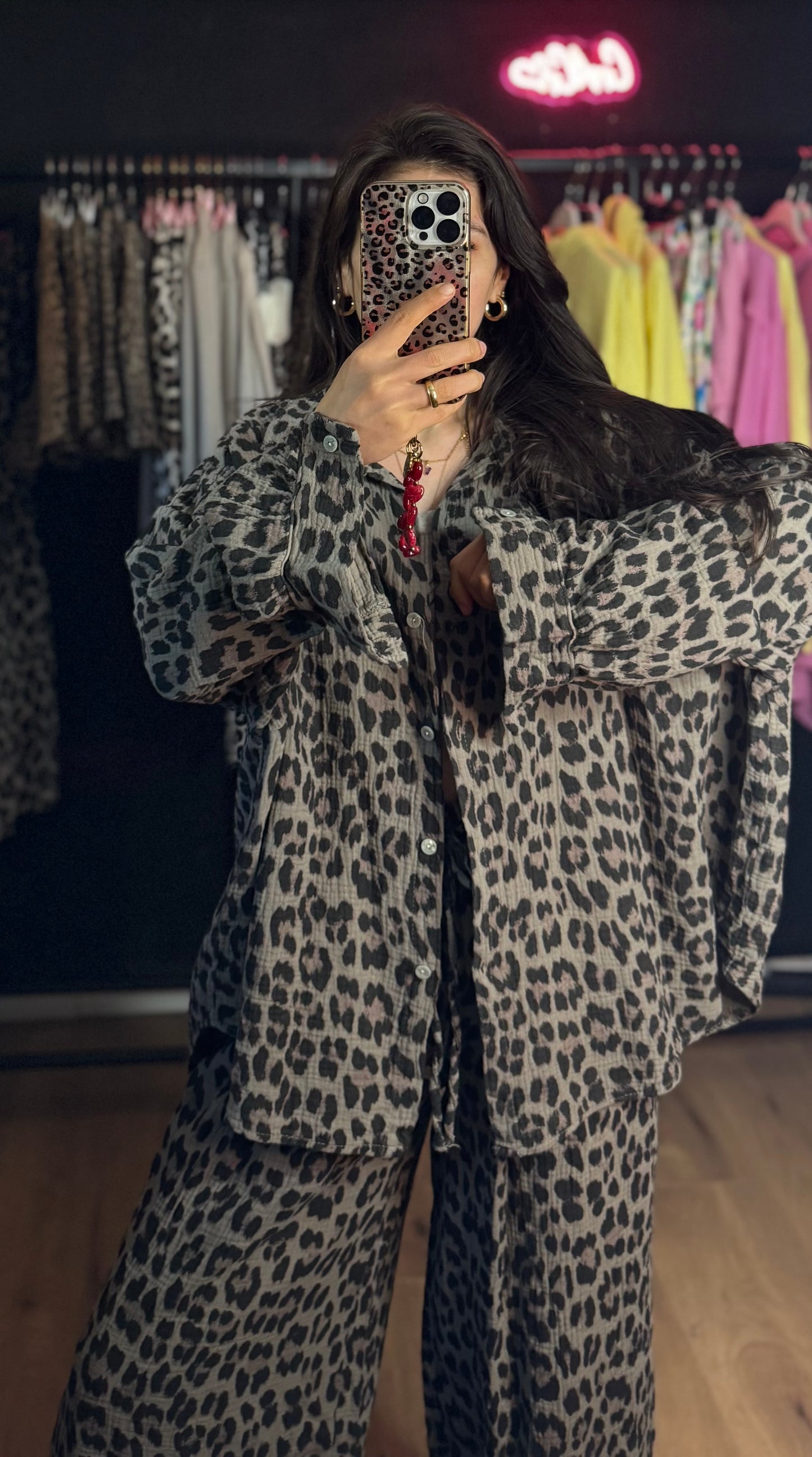 Musselin Leo Bluse Taupe