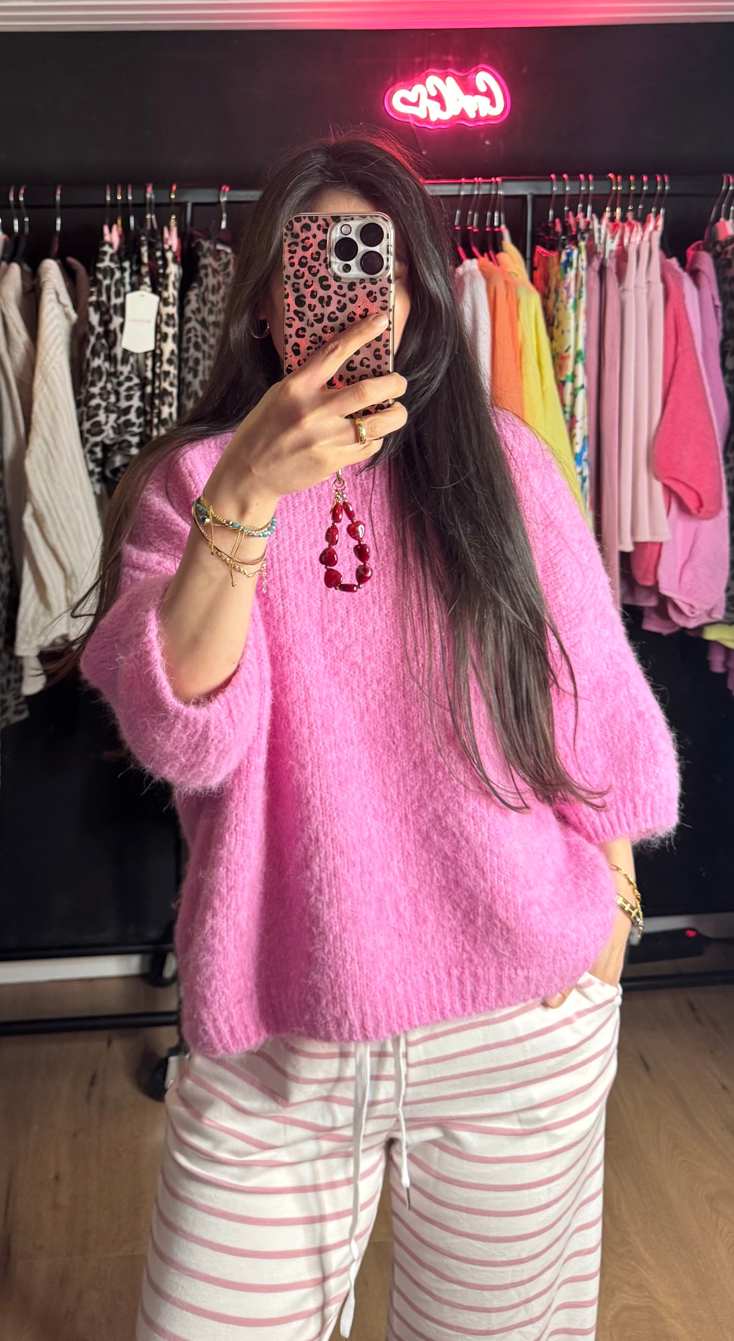 Midarm Pullover pink