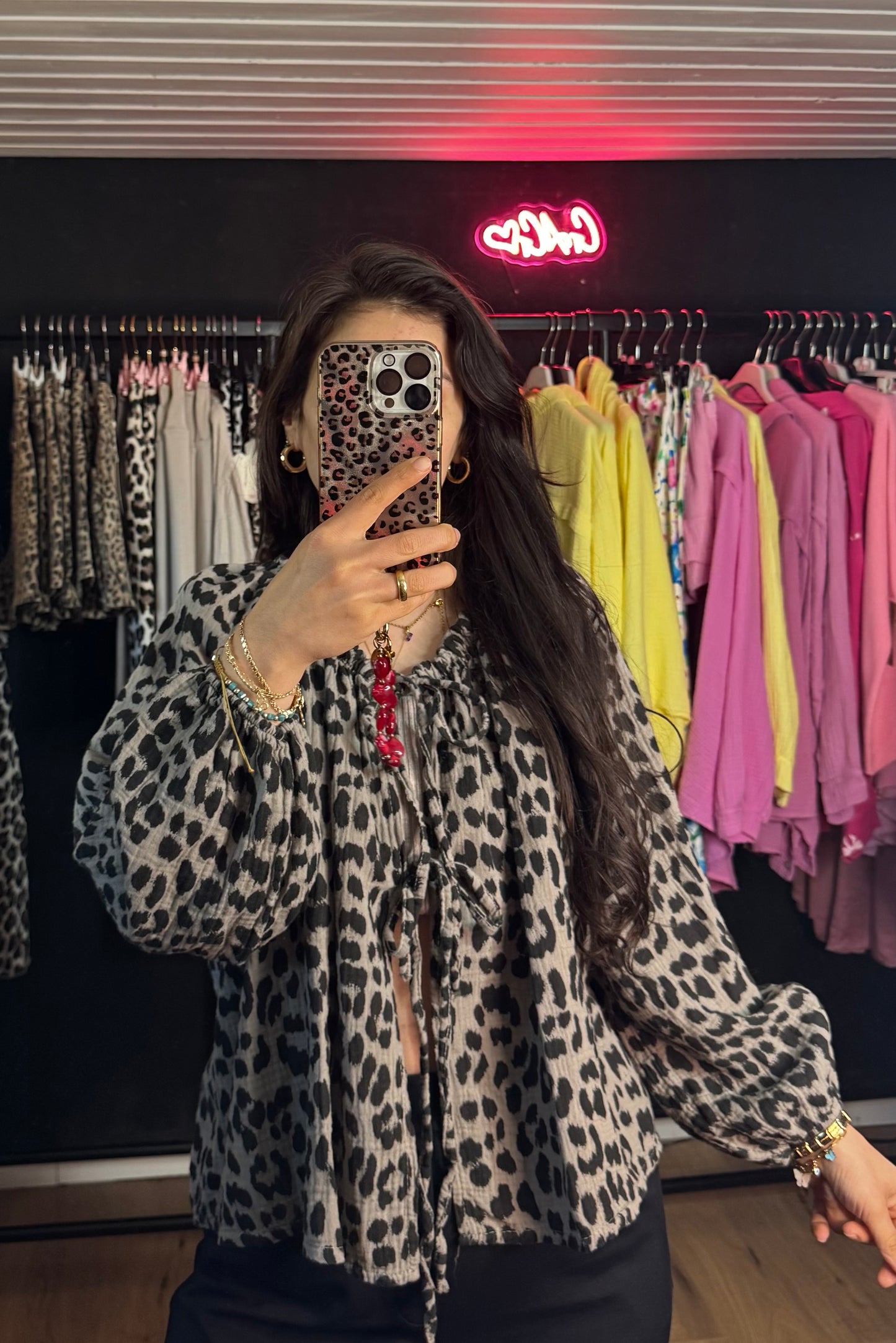 Basic schleifen Musselin Leo taupe