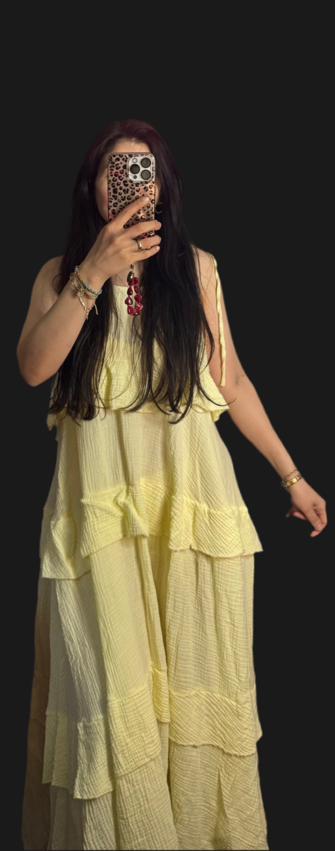 Musselin Kleid Rüschi gelb