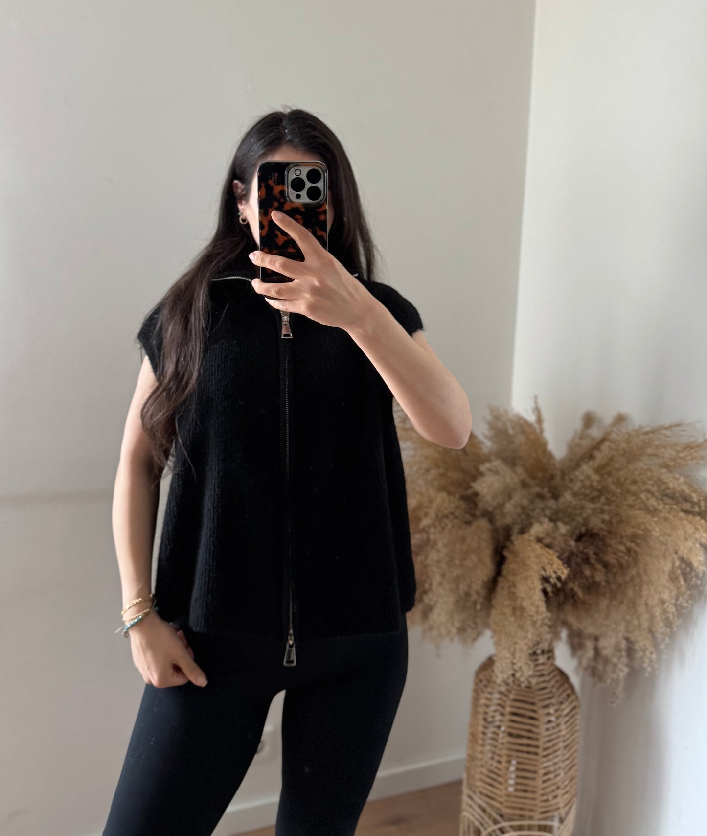 Double zip Weste spring schwarz