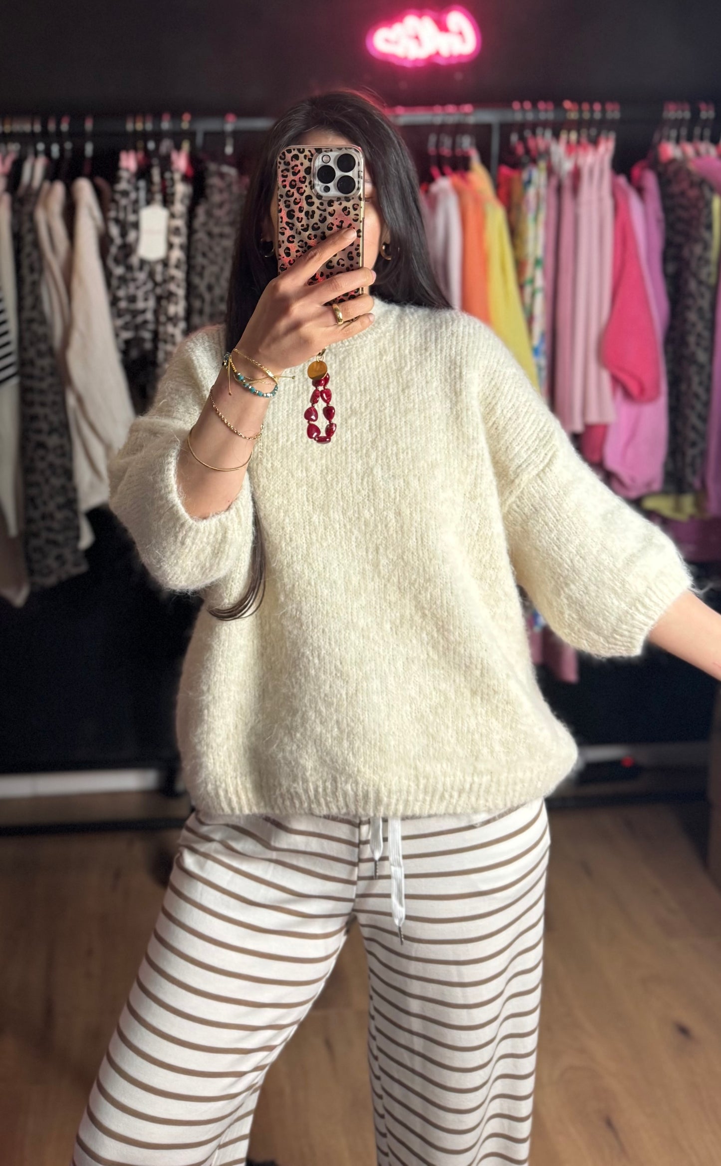 Midarm Pullover Creme
