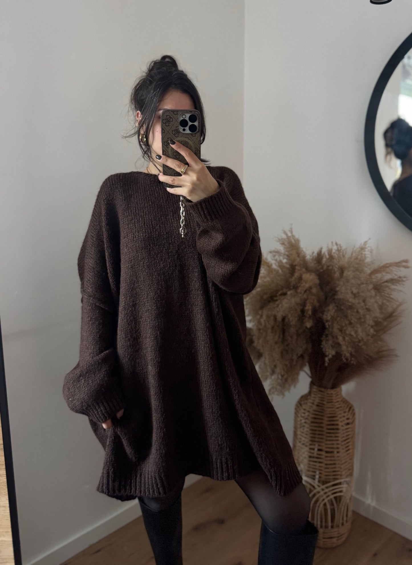 Oversized Pullover/Kleid dunkelbraun