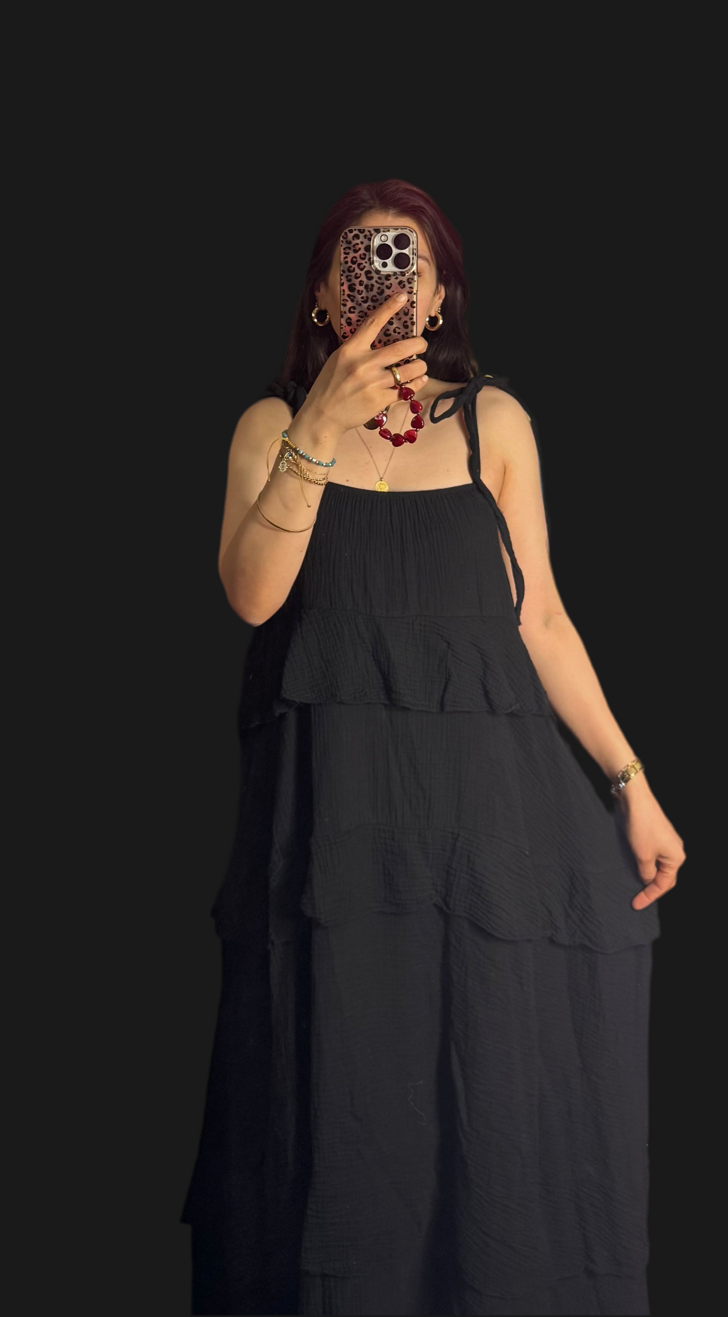 Musselin Kleid Rüschi schwarz