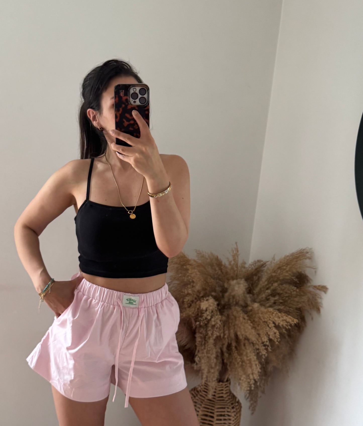 Baumwollshorts rosa mit Patch