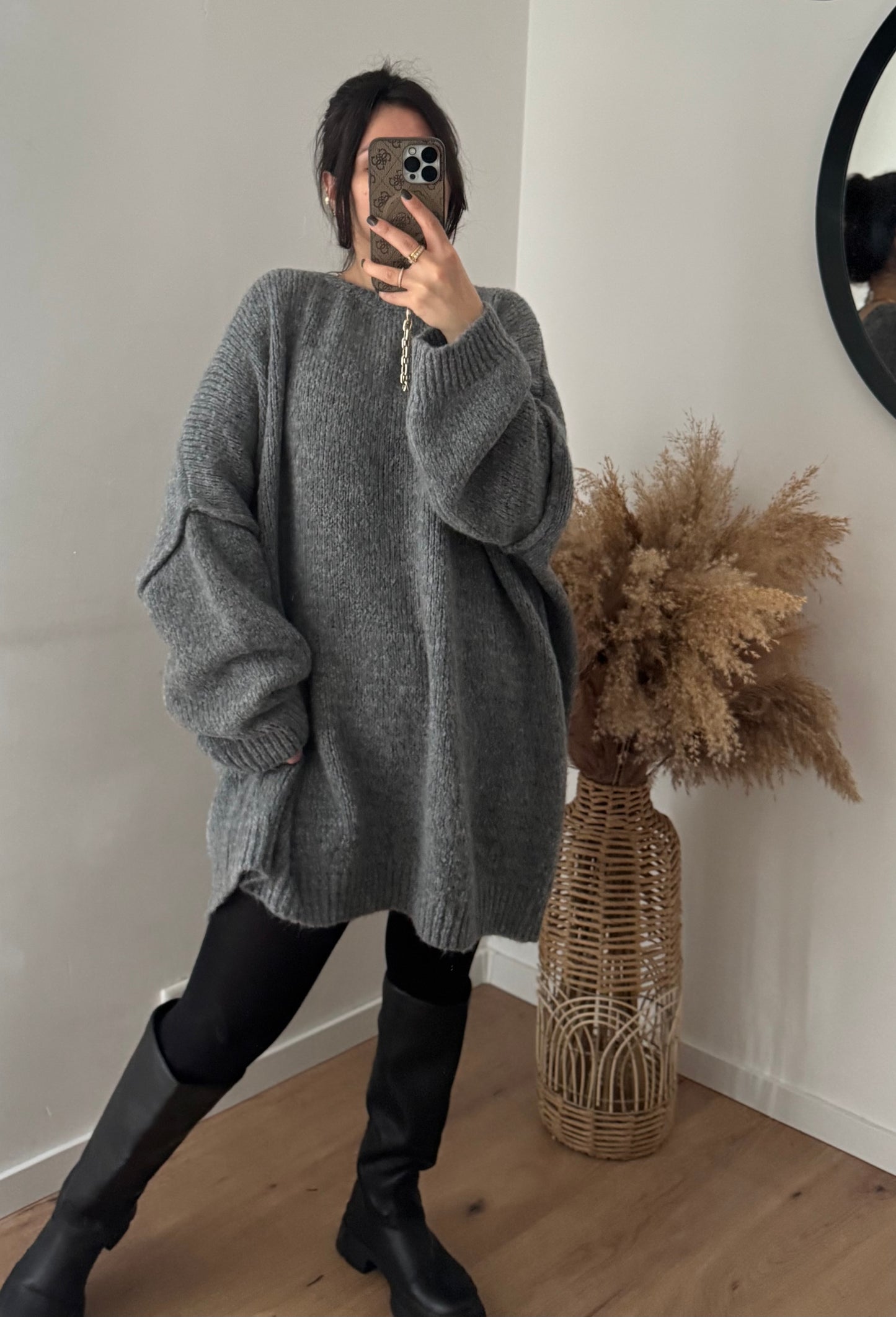 XXL Pullover/ Kleid grau