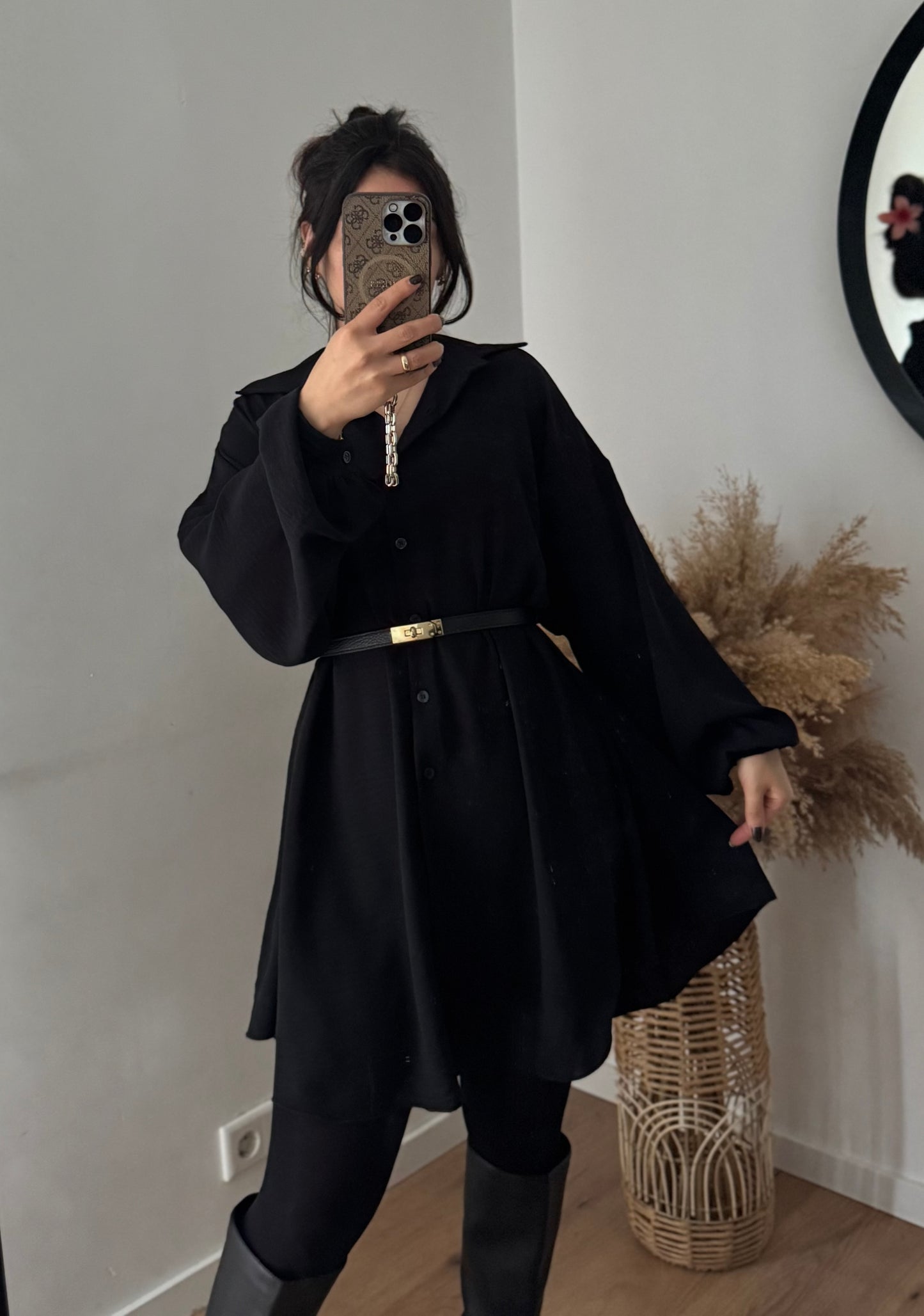 Oversized Bluse/Kleid Fee schwarz