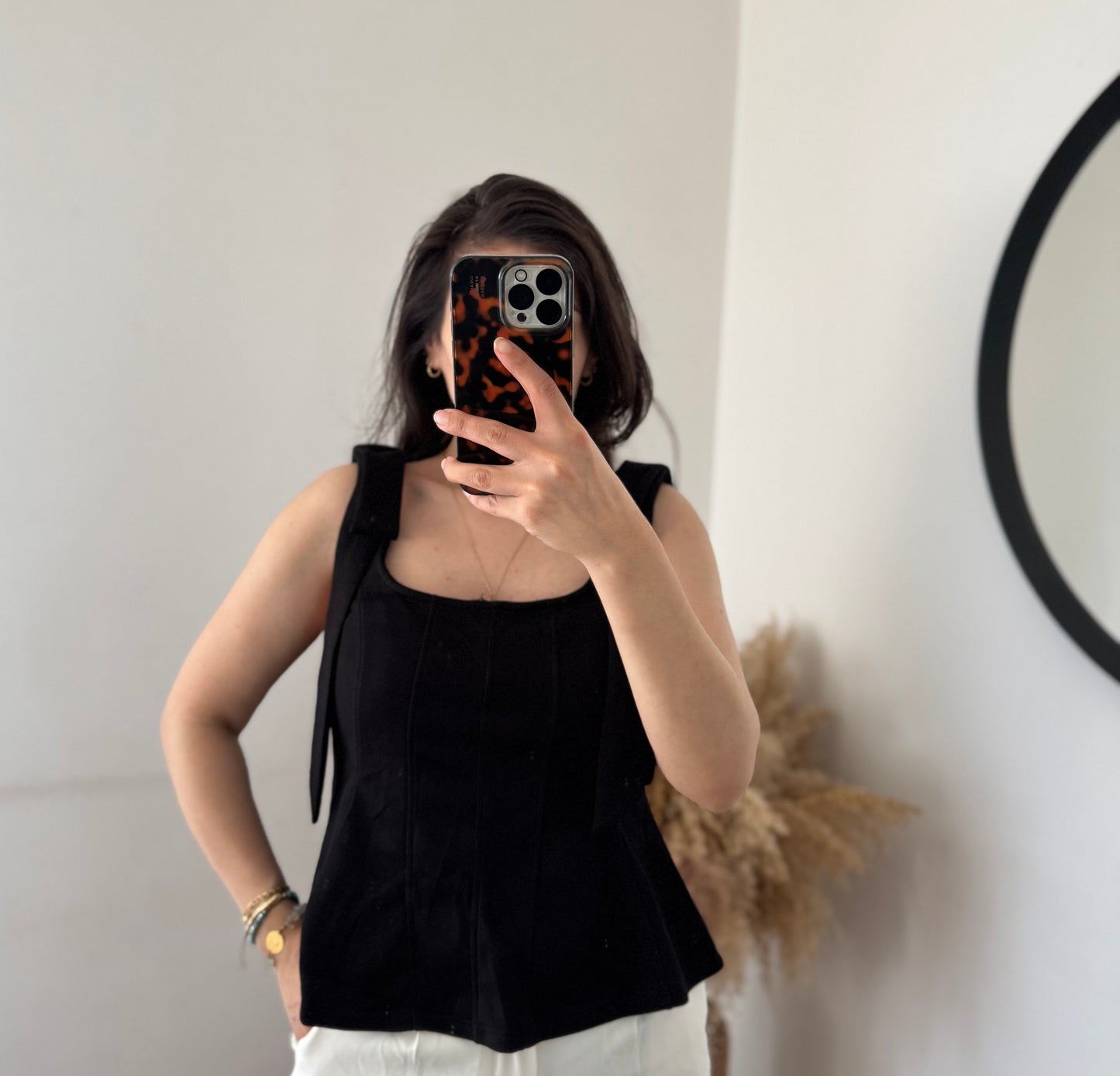 Peplum Top Butterstoff schwarz