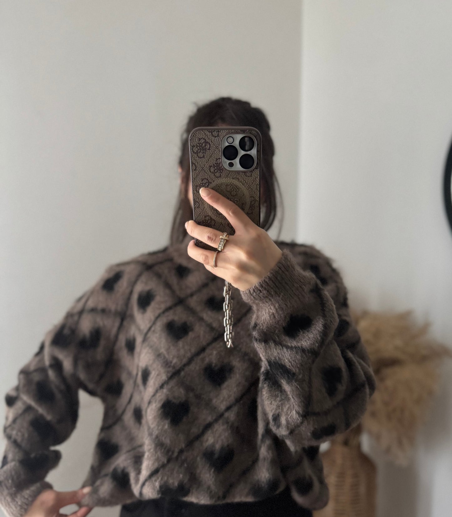 Strickpullover Herzchen Teddy/ Black