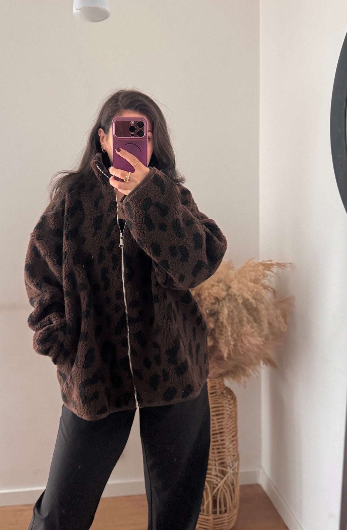 Leo Teddy Jacke dunkelbraun