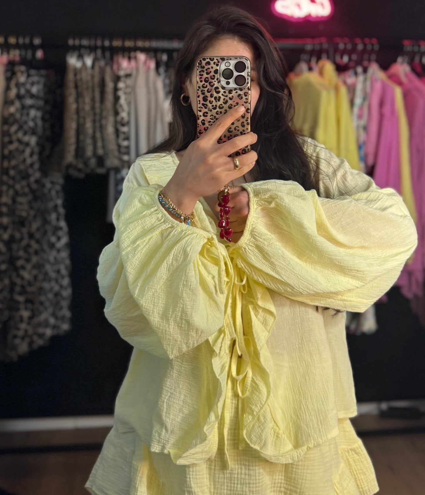 Sweet schleifen Bluse hellgelb