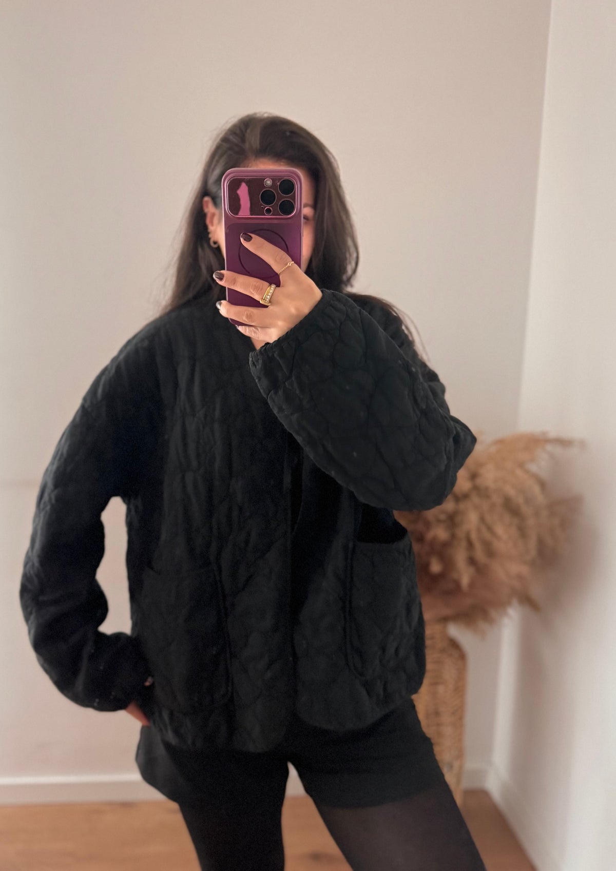 Leichte Baumwoll Stepp Jacke Schwarz
