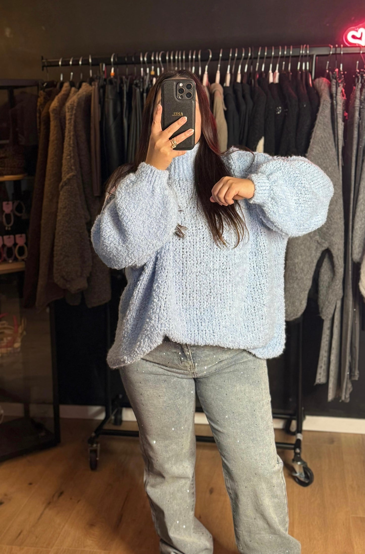 Boucle Pullover Lelly Babyblau