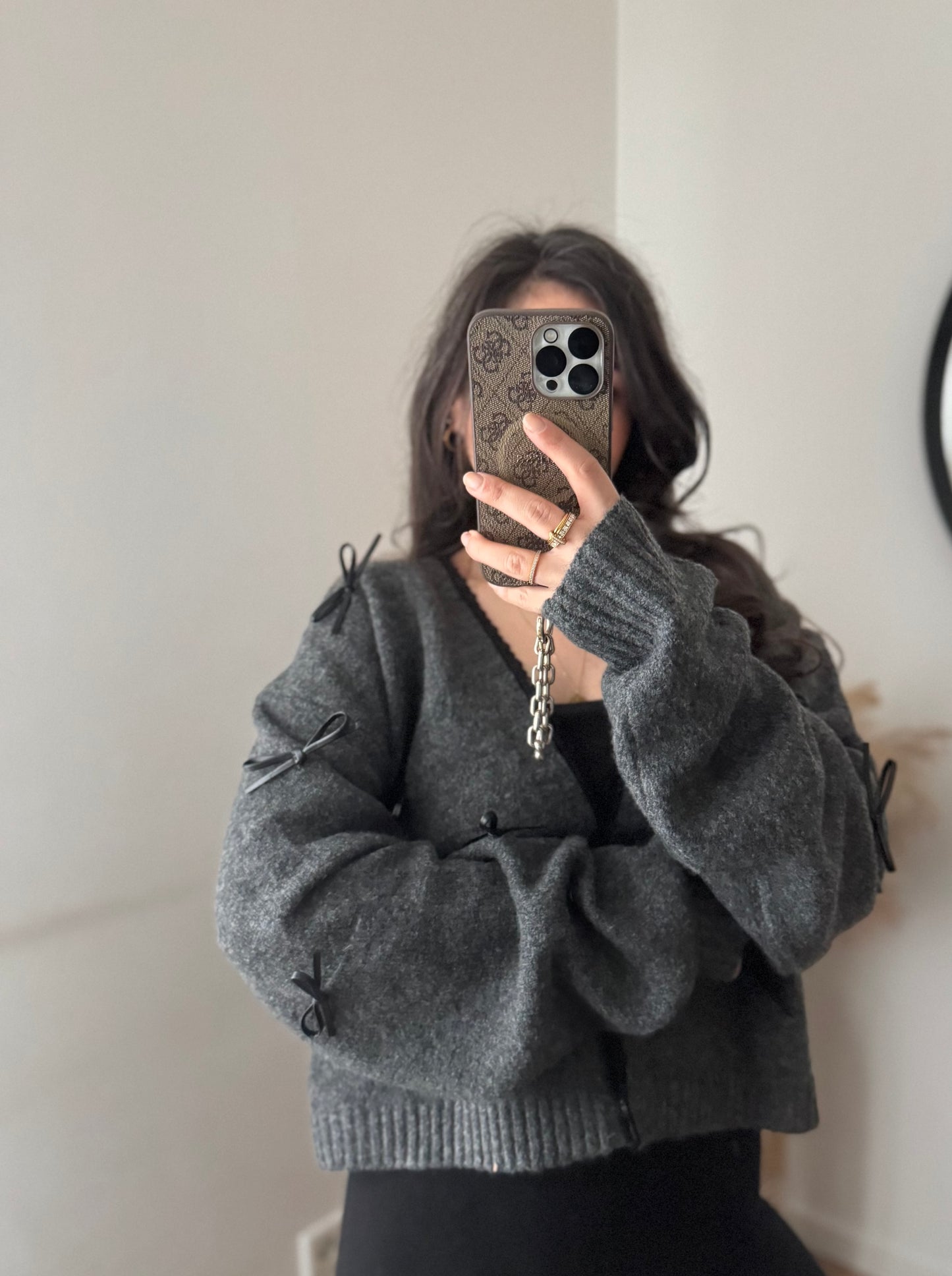 Cardigan Stella bow dunkelgrau