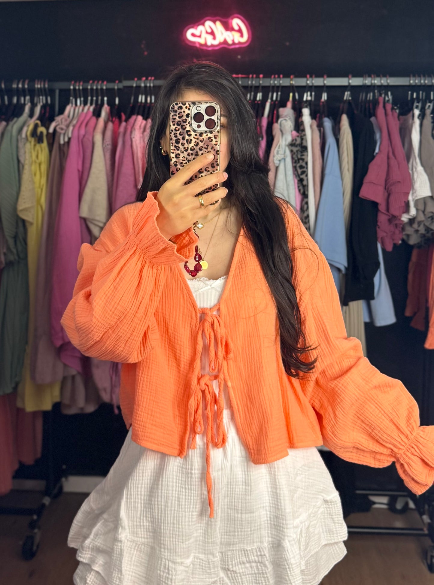 Musselin schleifen crop Orange