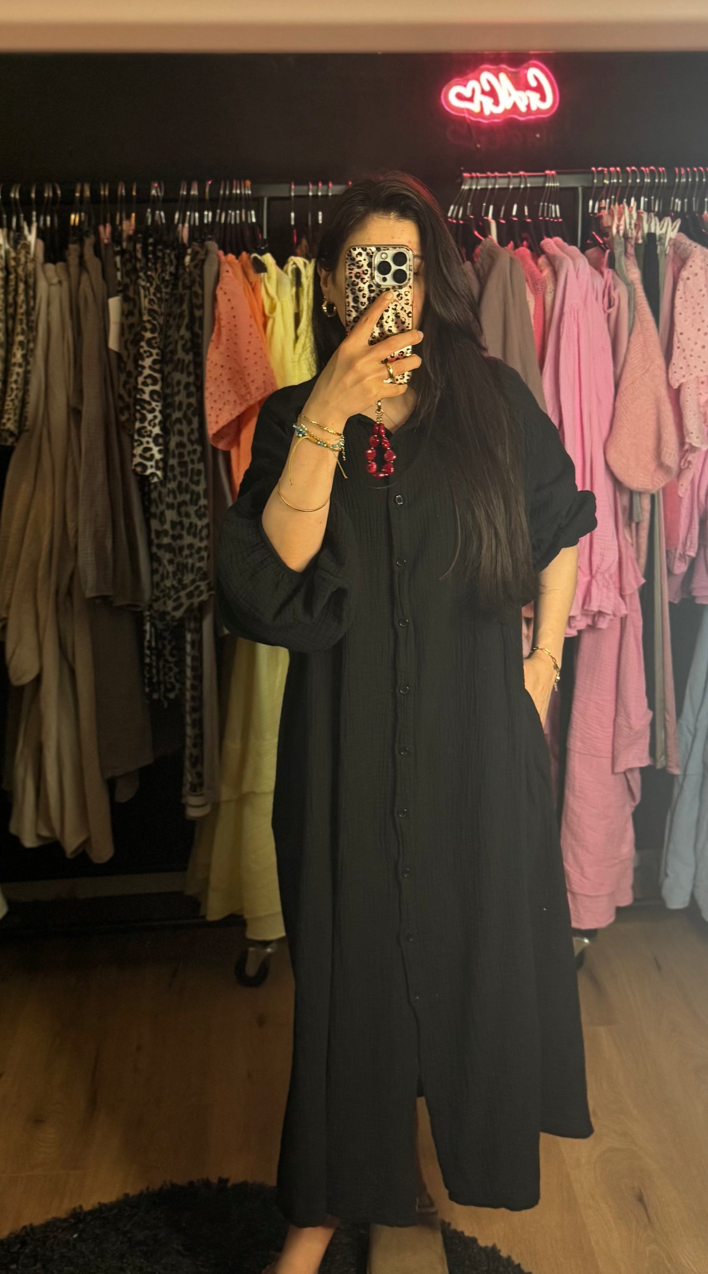 Musselin Blusenkleid schwarz