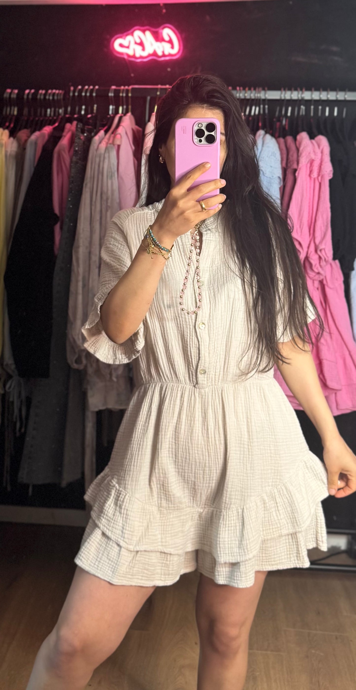 Musselin Playsuit mit Rüschiärmel