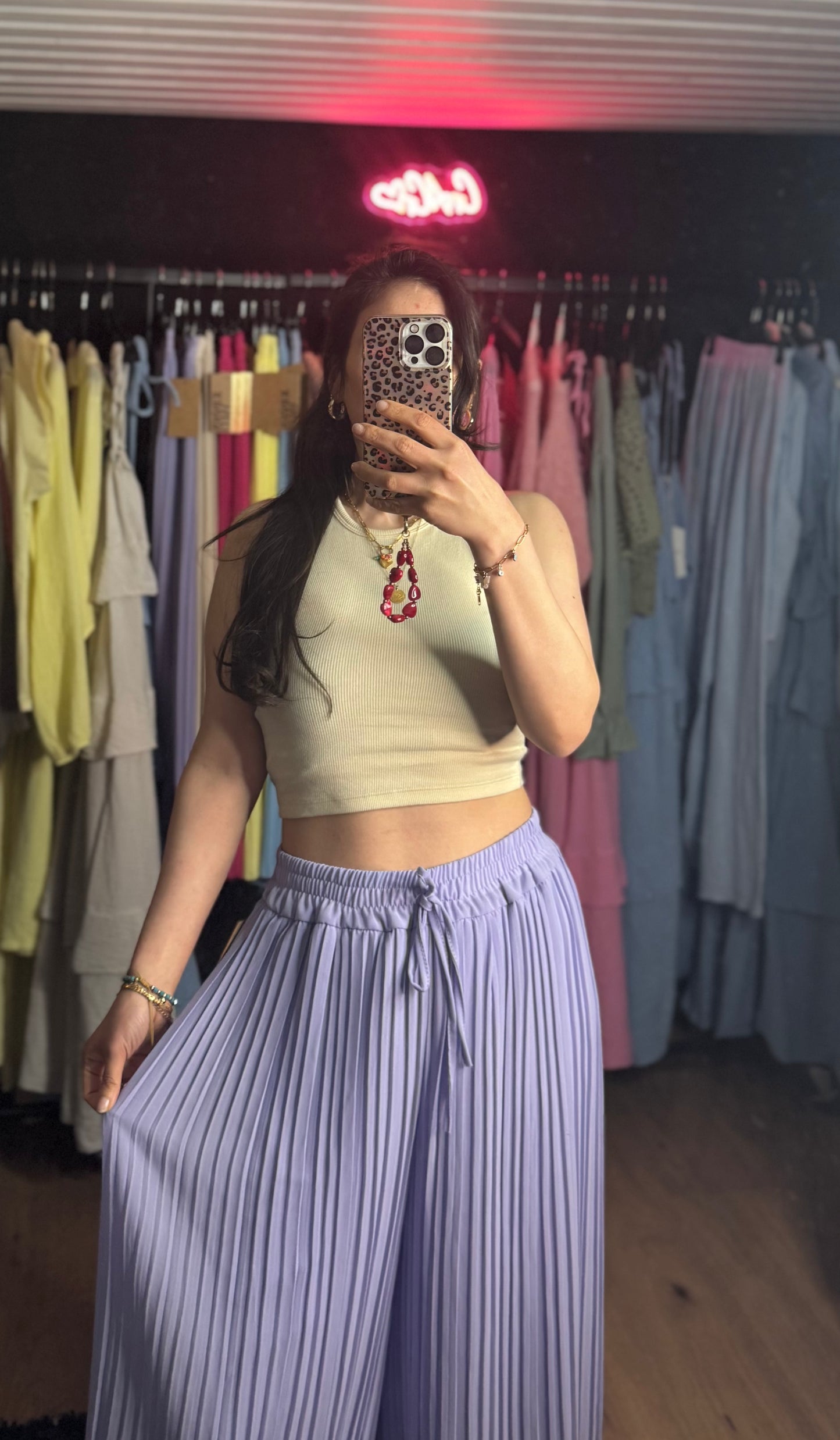 Plissee Hose- Flieder