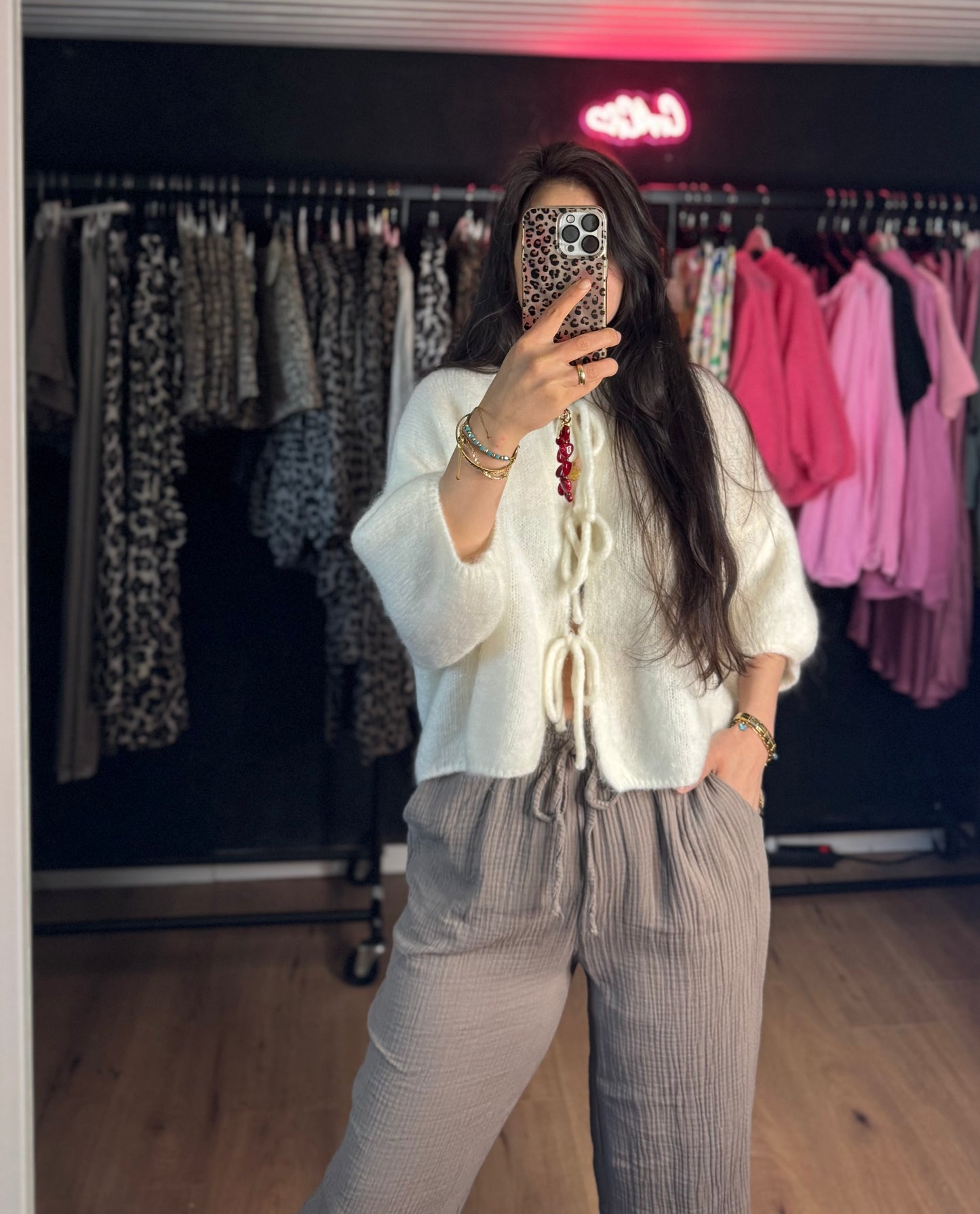 Musselin Hose lang taupe