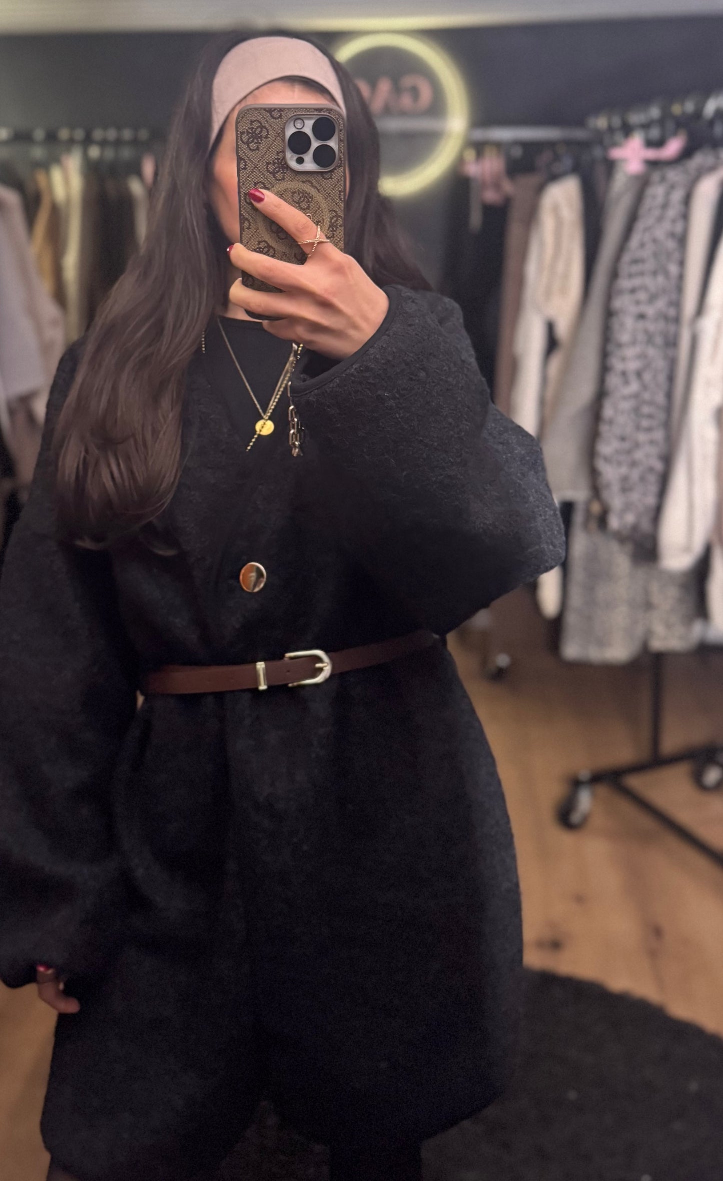 Teddy Coat black inkl. Gürtel