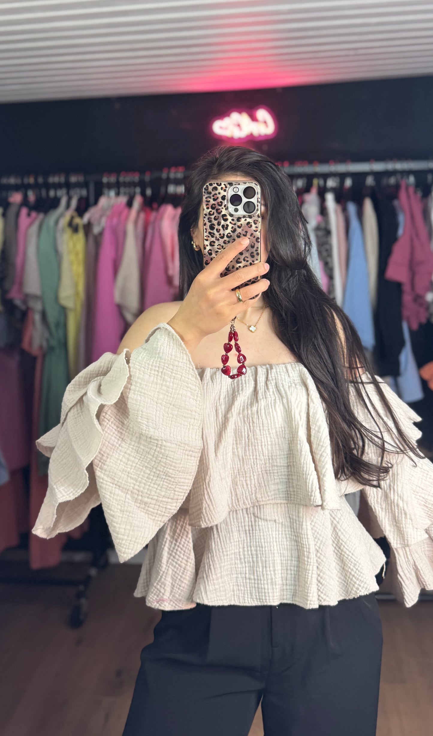 Fee Musselin Bluse beige