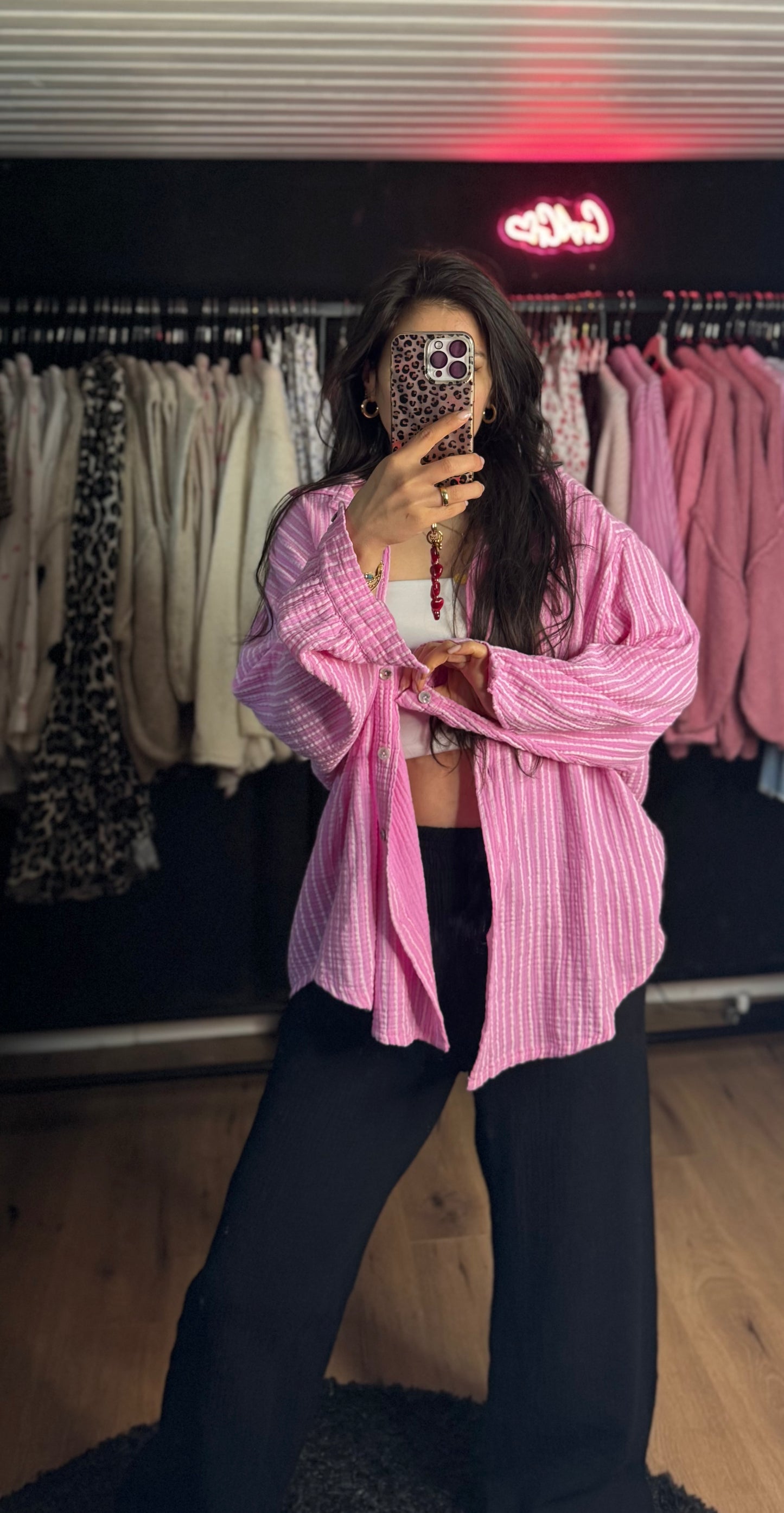 Streifen Musselin pink