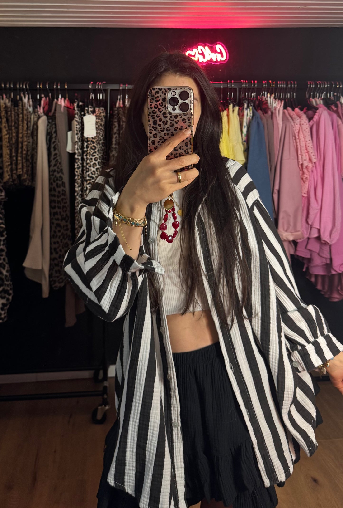 Gestreifte Musselin Schwarz/weiß