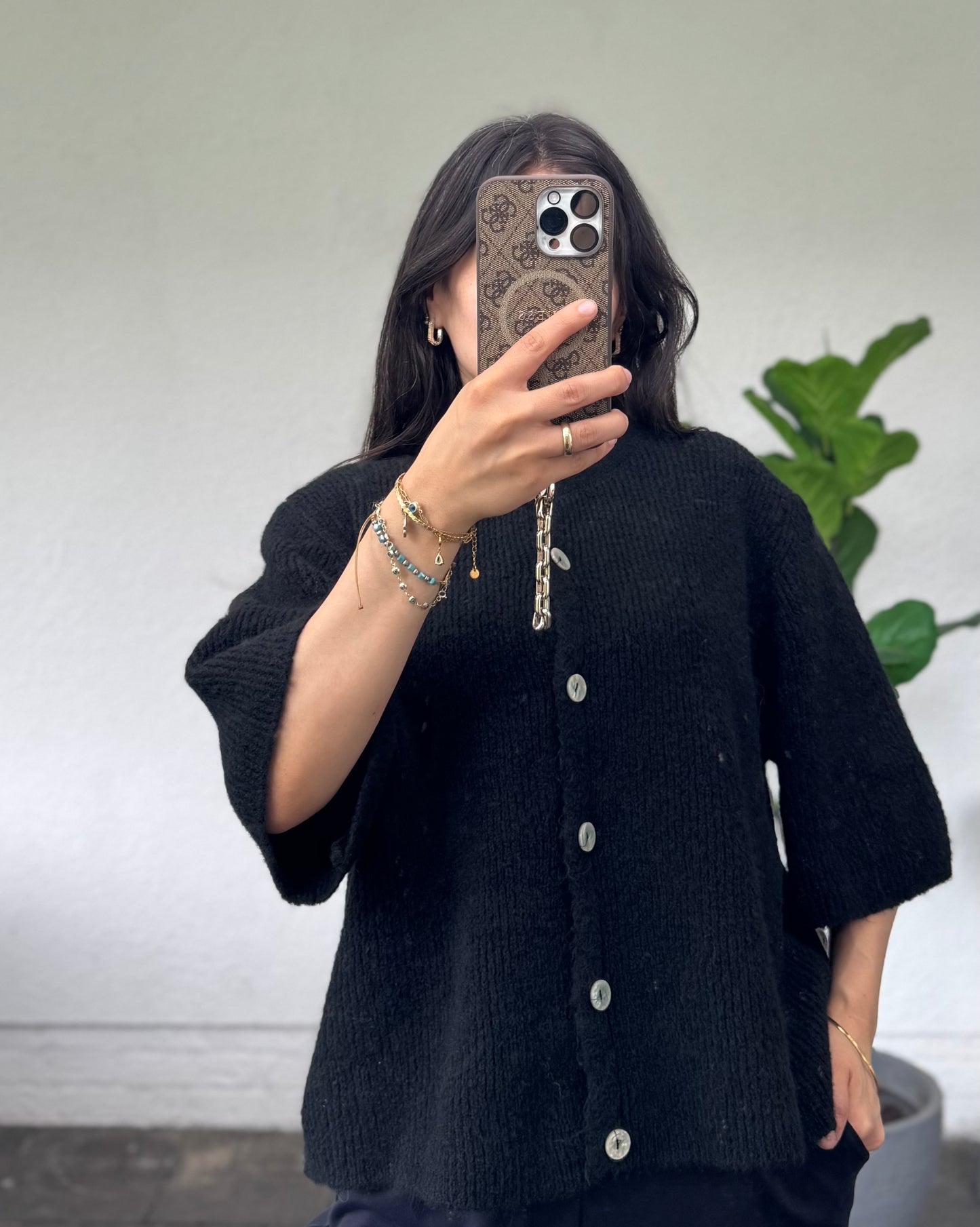 Midarm Cardigan schwarz