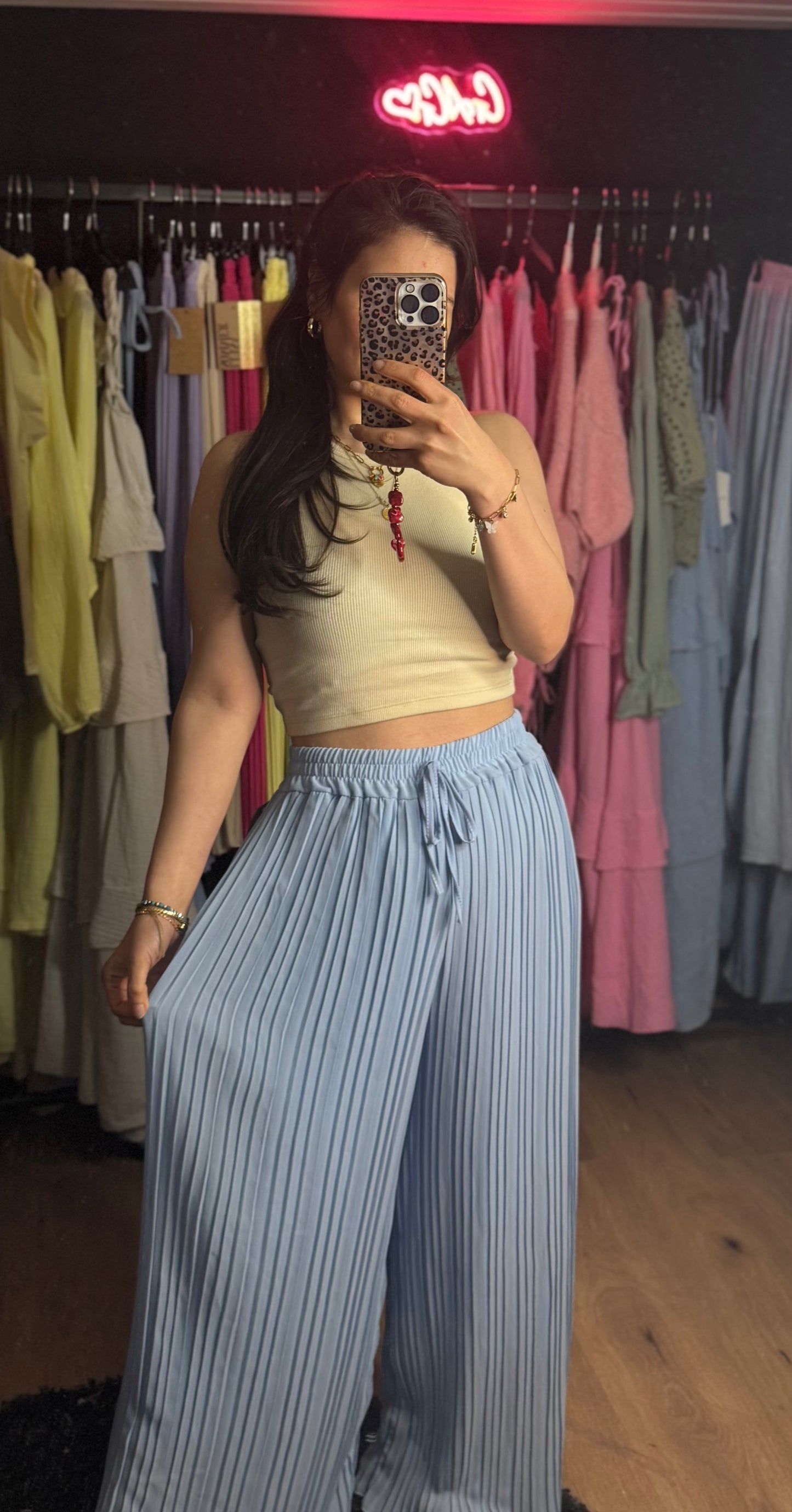 Plissee Hose babyblau