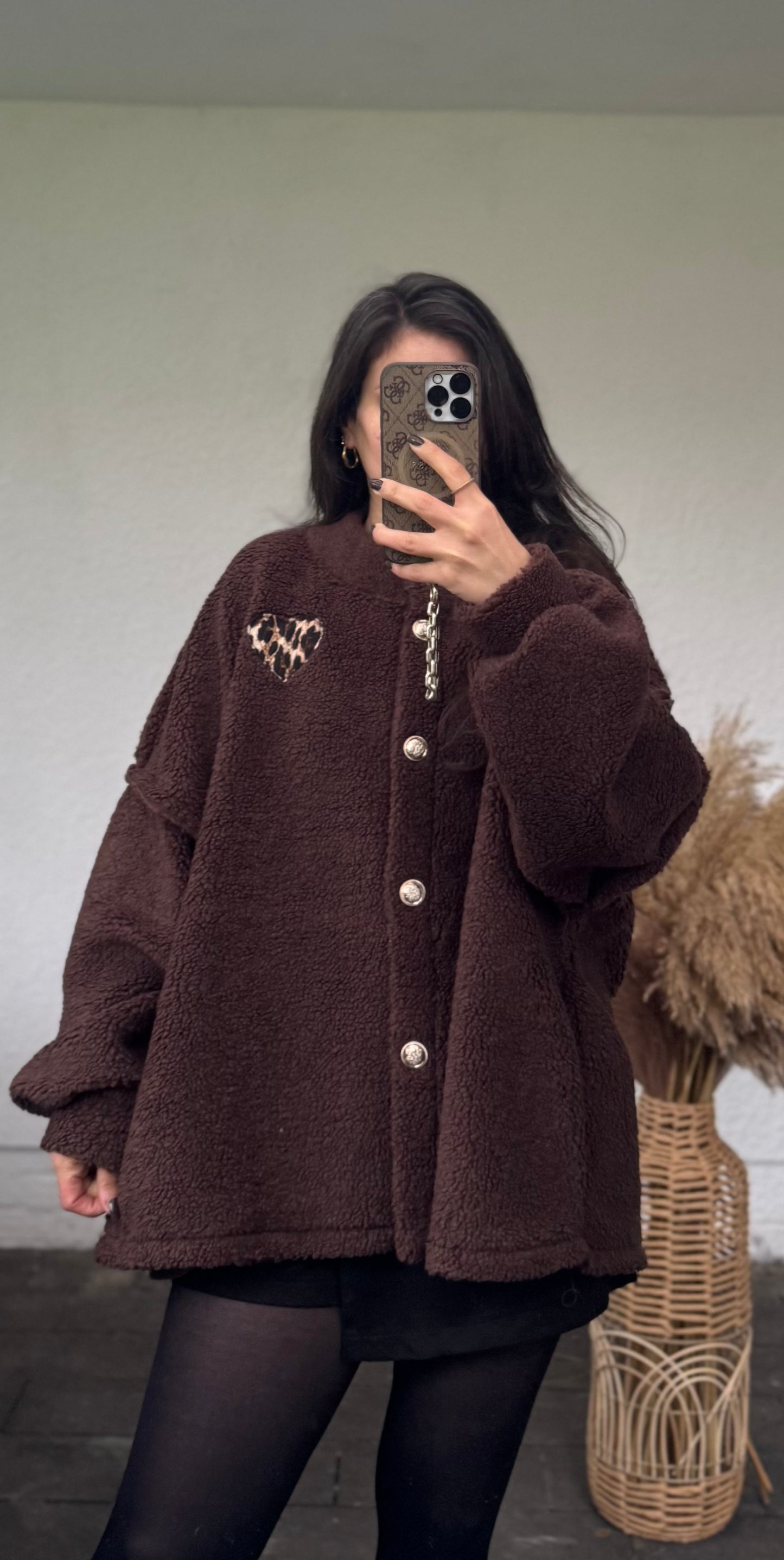 LELLY Teddy Jacke mit Leoherz braun