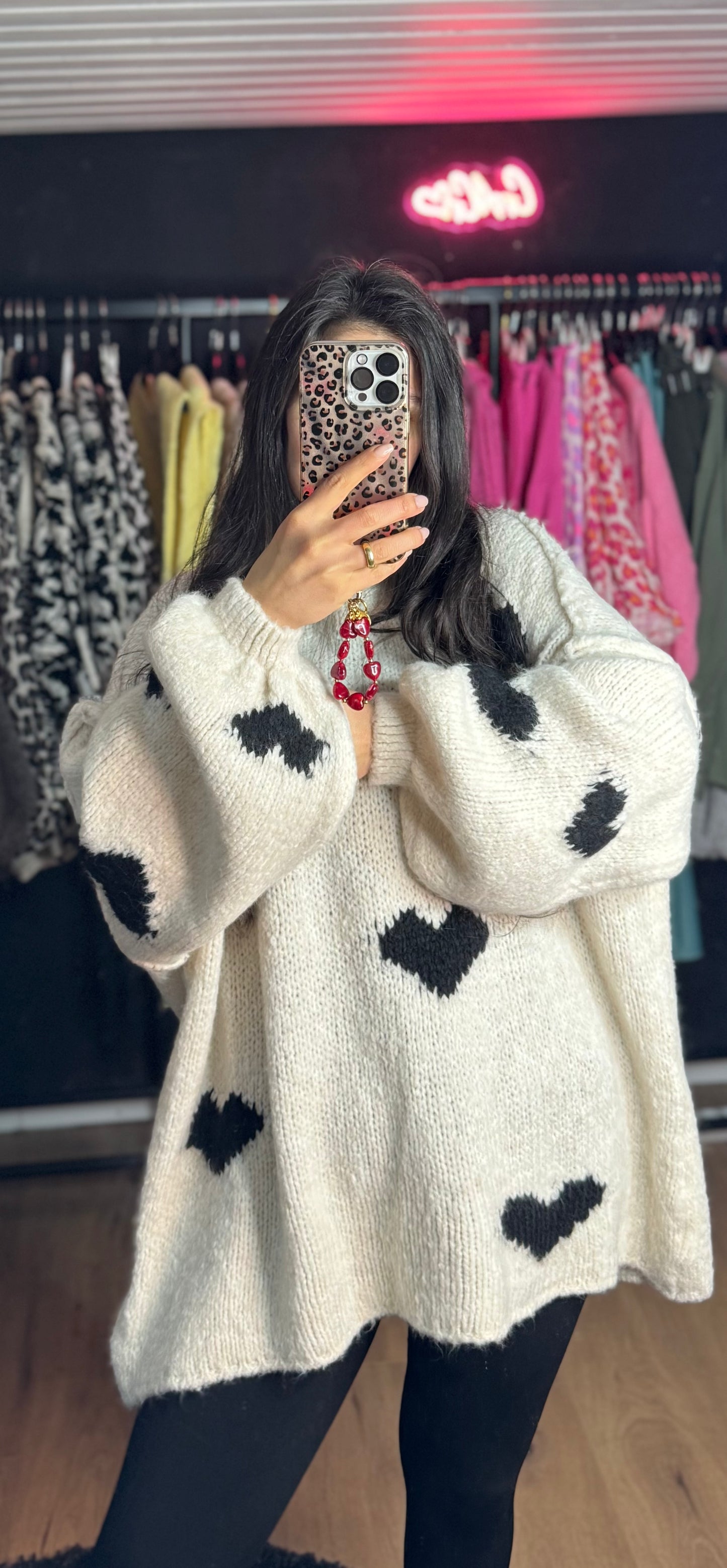 PULLOVER LOVELY beige schwarz