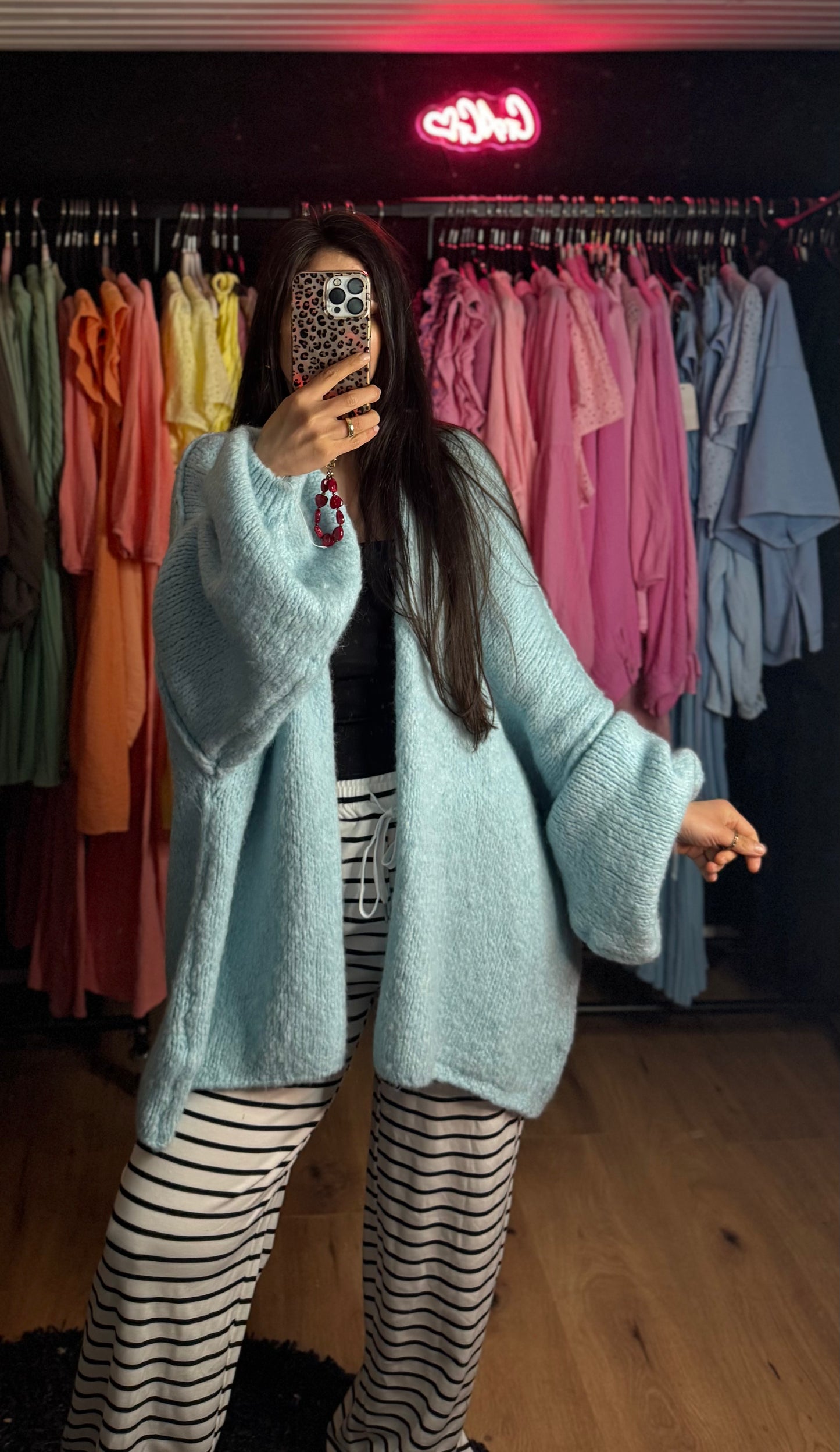Oversized Cardigan Babyblau