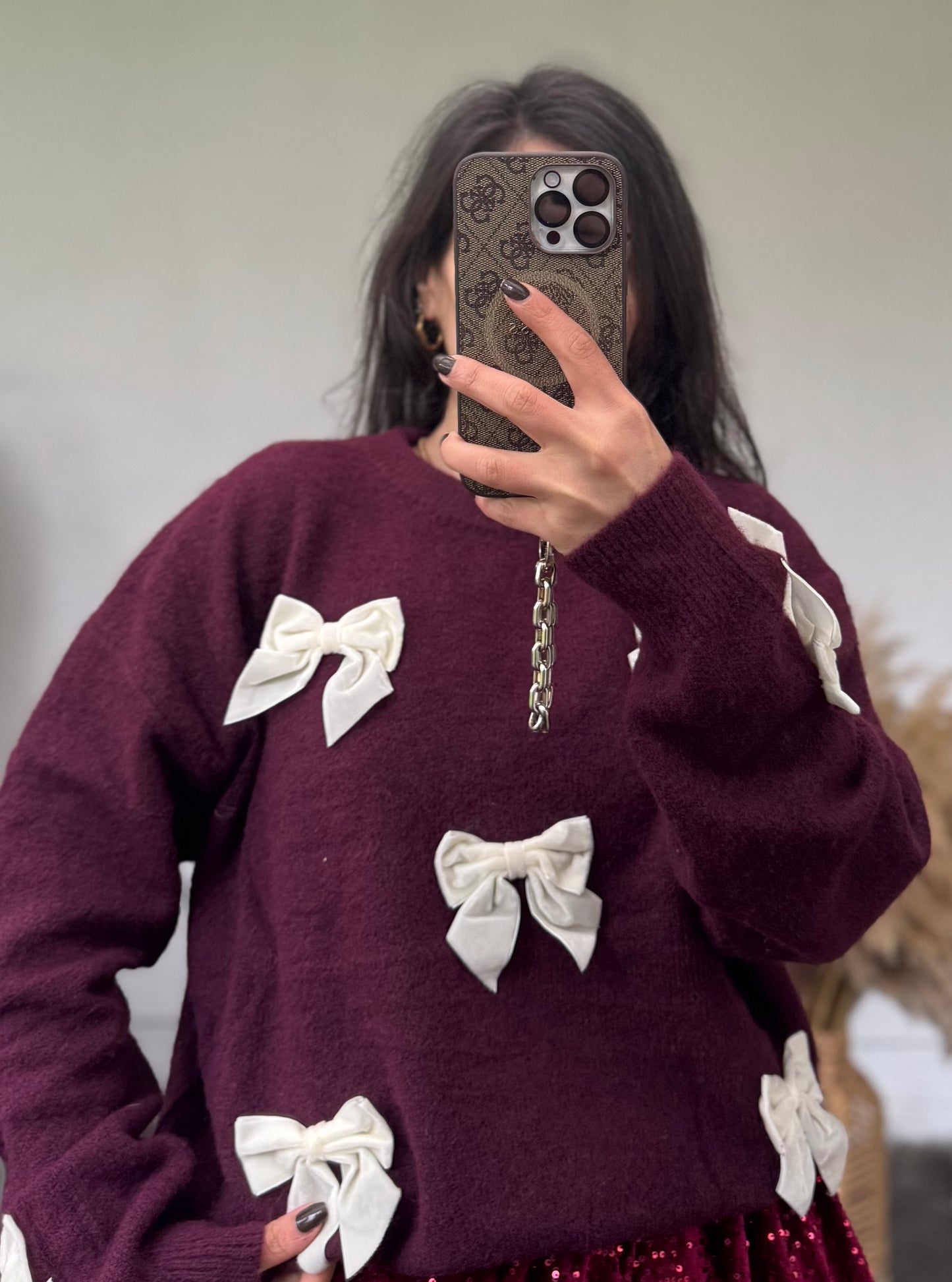 Schleifen Pullover Bordeaux