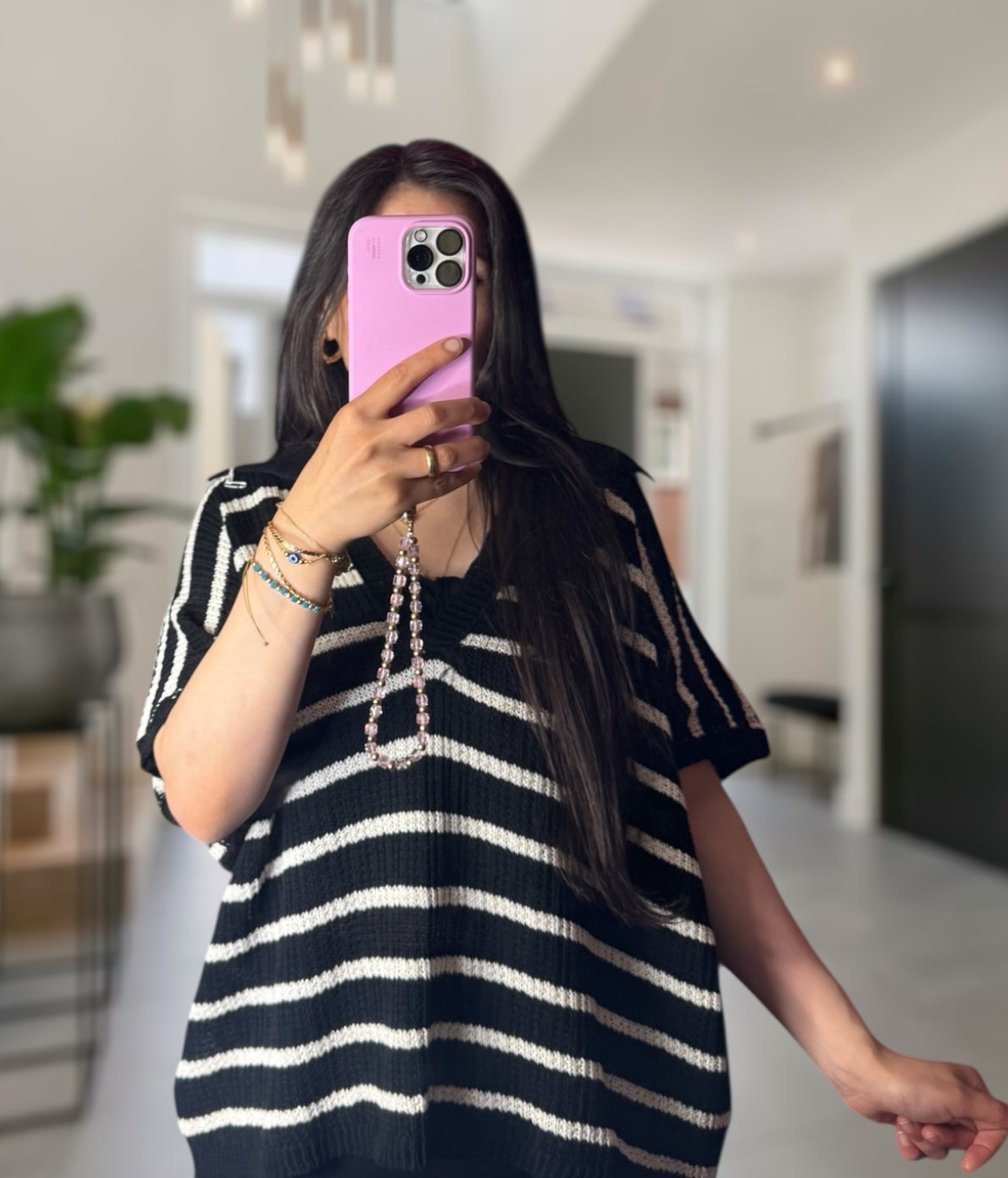 Sommer Kurzarm Häkel Shirt V-Schnitt