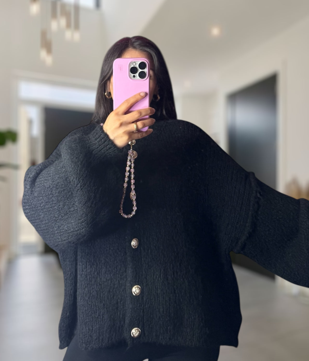 Oversized Cardigan Lelly Kurz Black