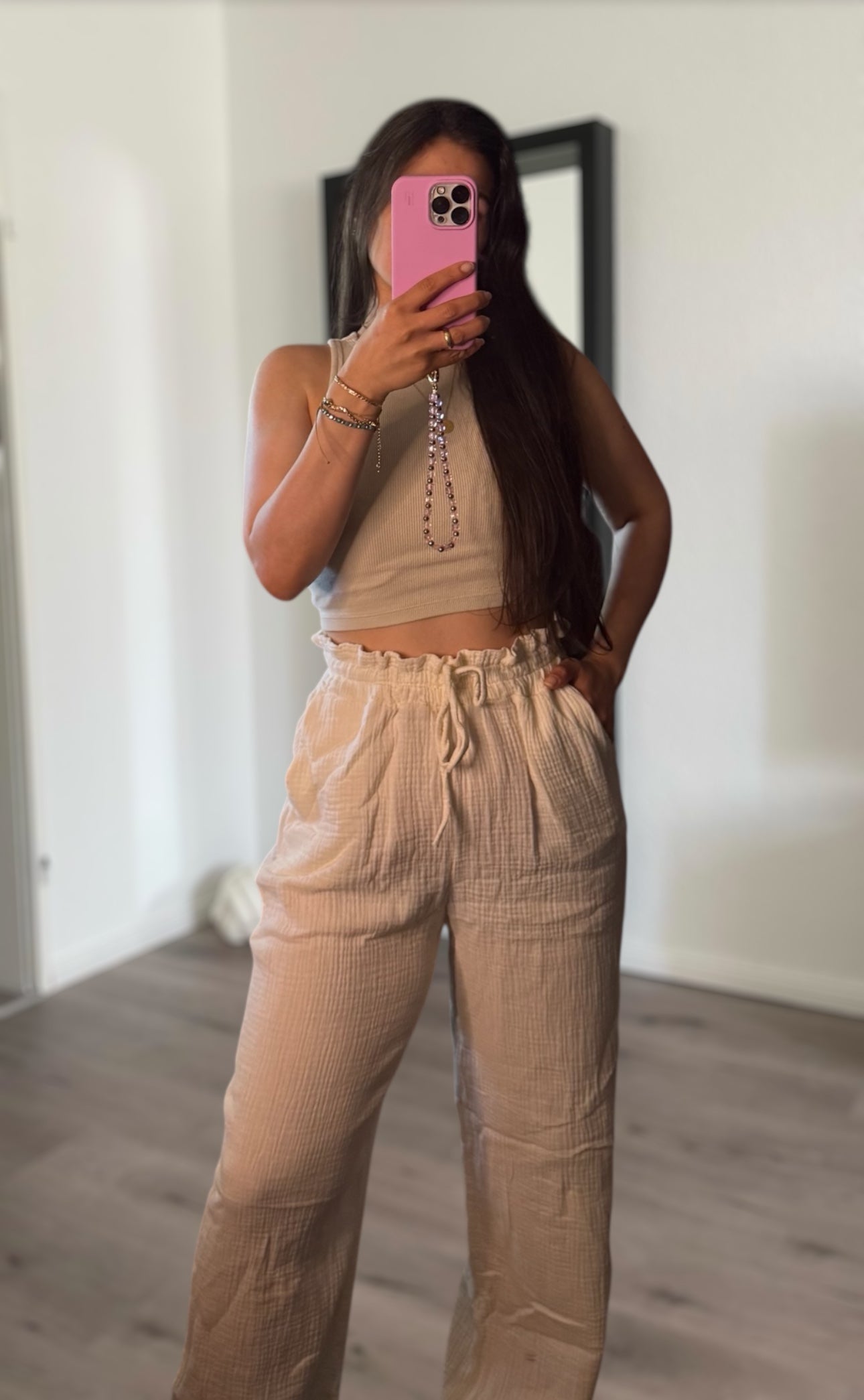 Musselinhose mit geradem Bein Ecru