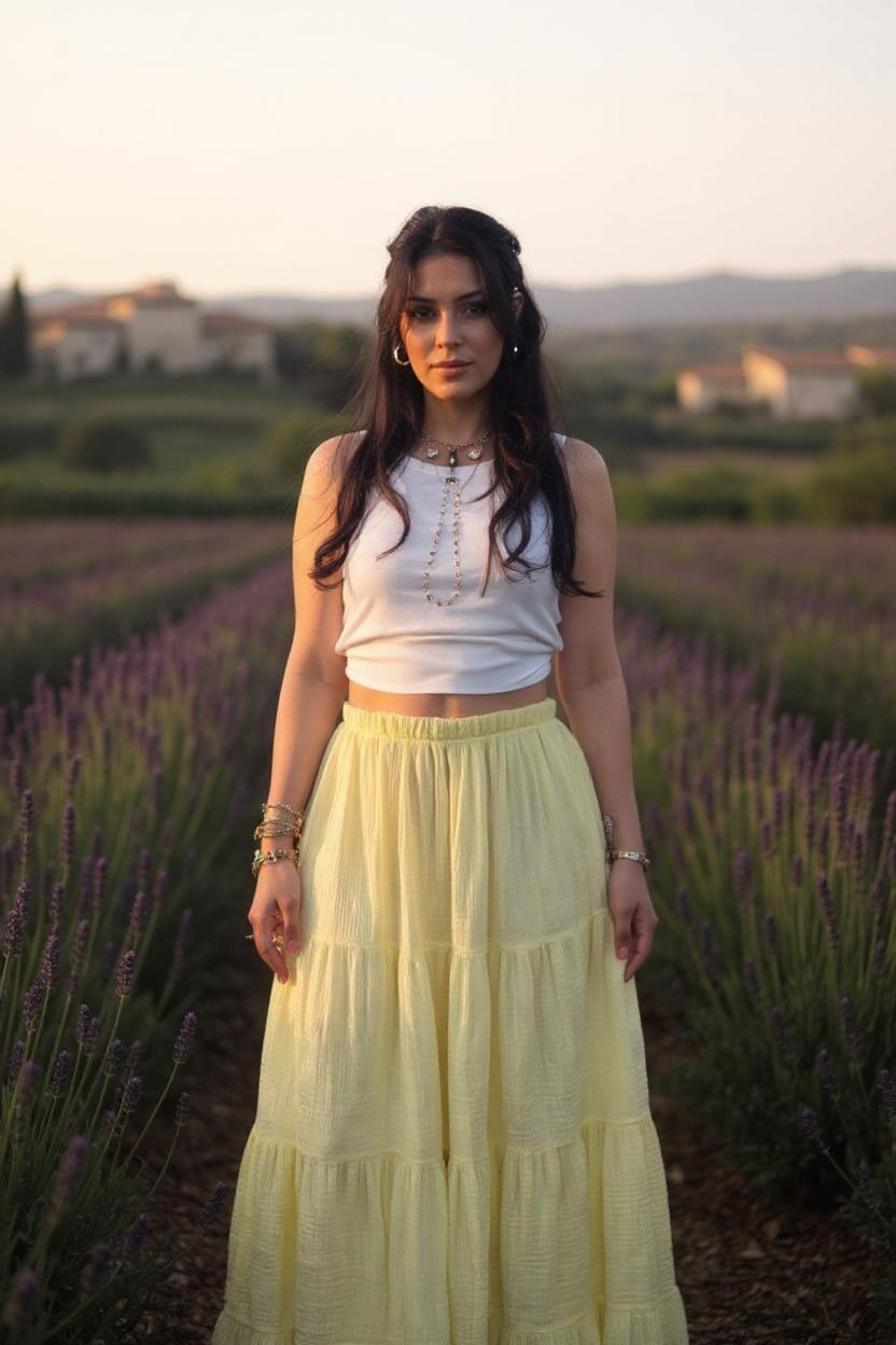 Langer Musselin rock hellgelb