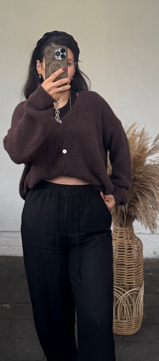 Alpaka V-Cardigan braun