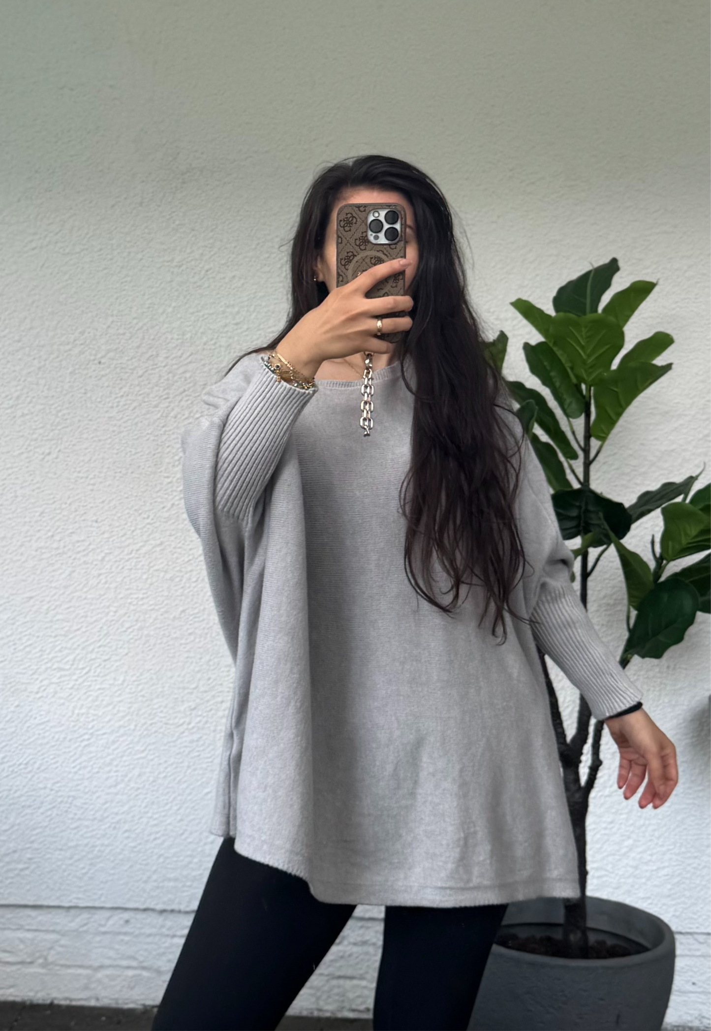 Basic Pullover grau