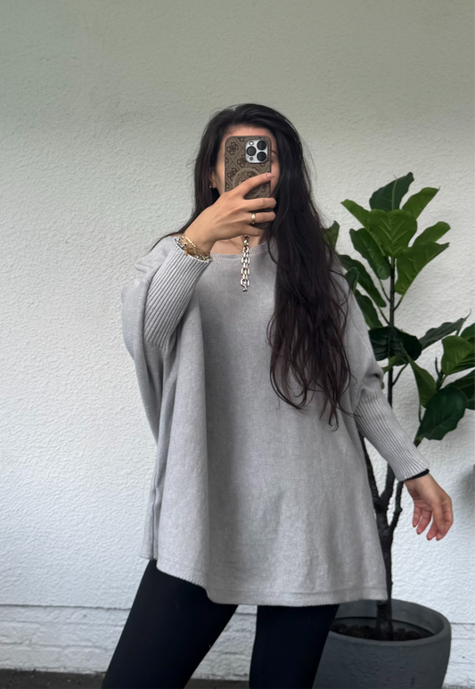 Basic Pullover grau