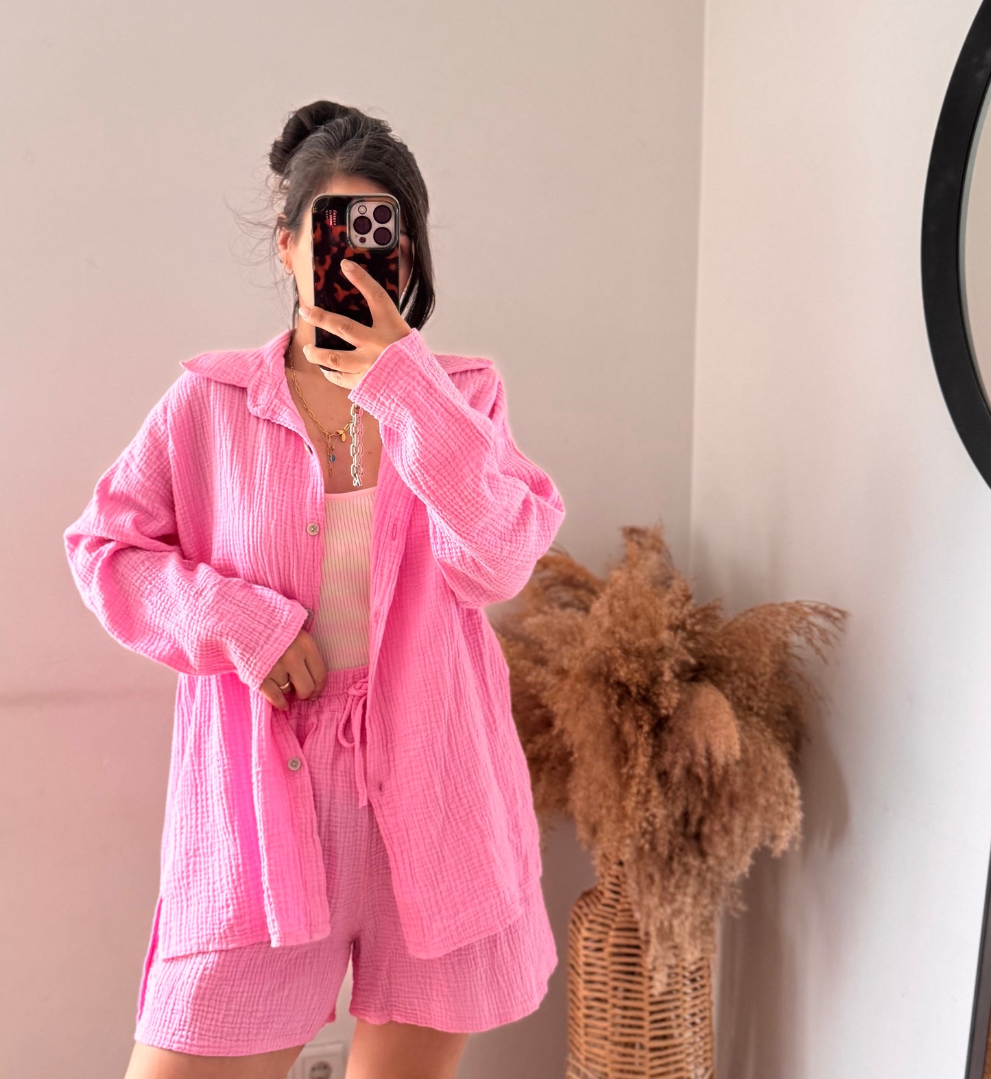 Musselin set kurz bubblepink