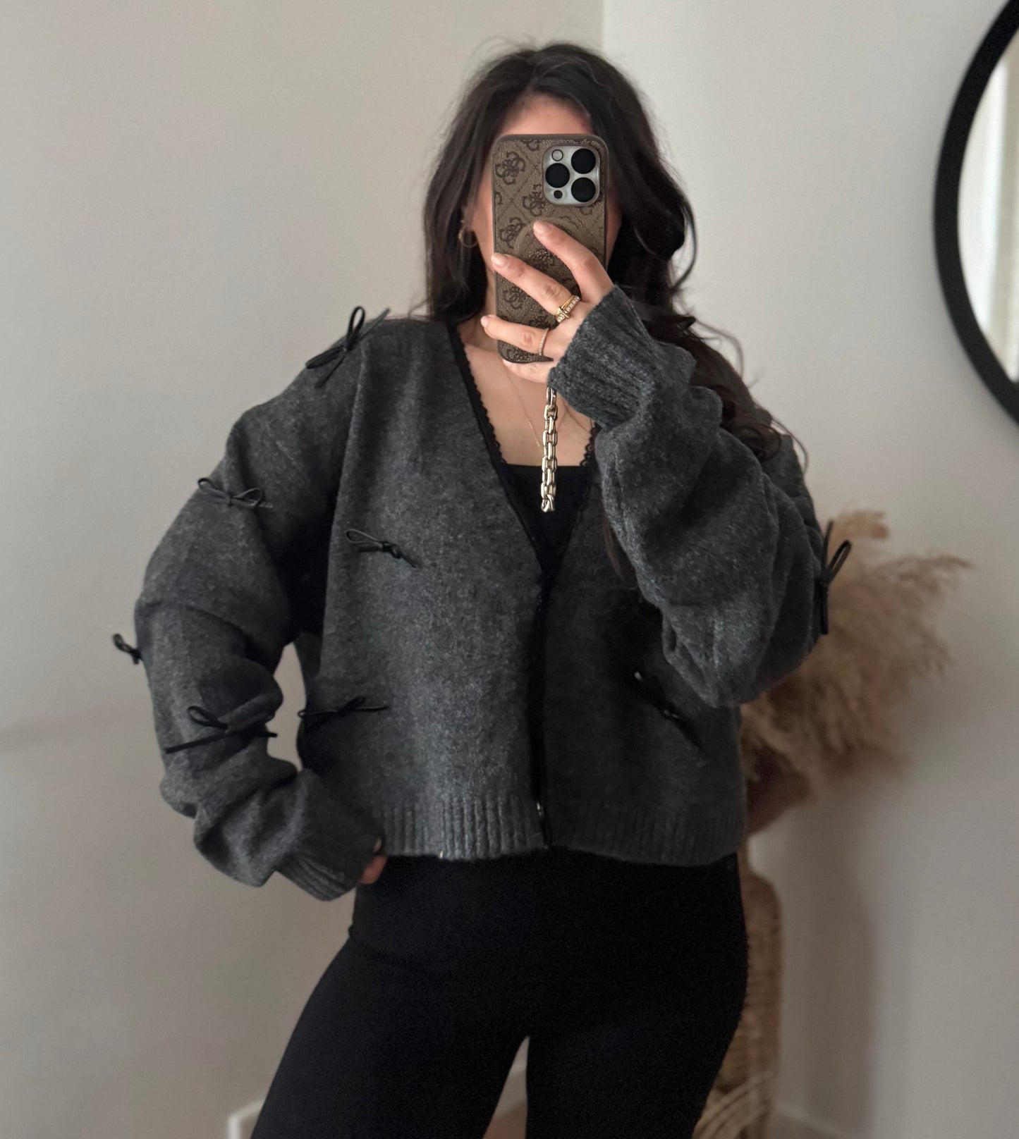 Cardigan Stella bow dunkelgrau