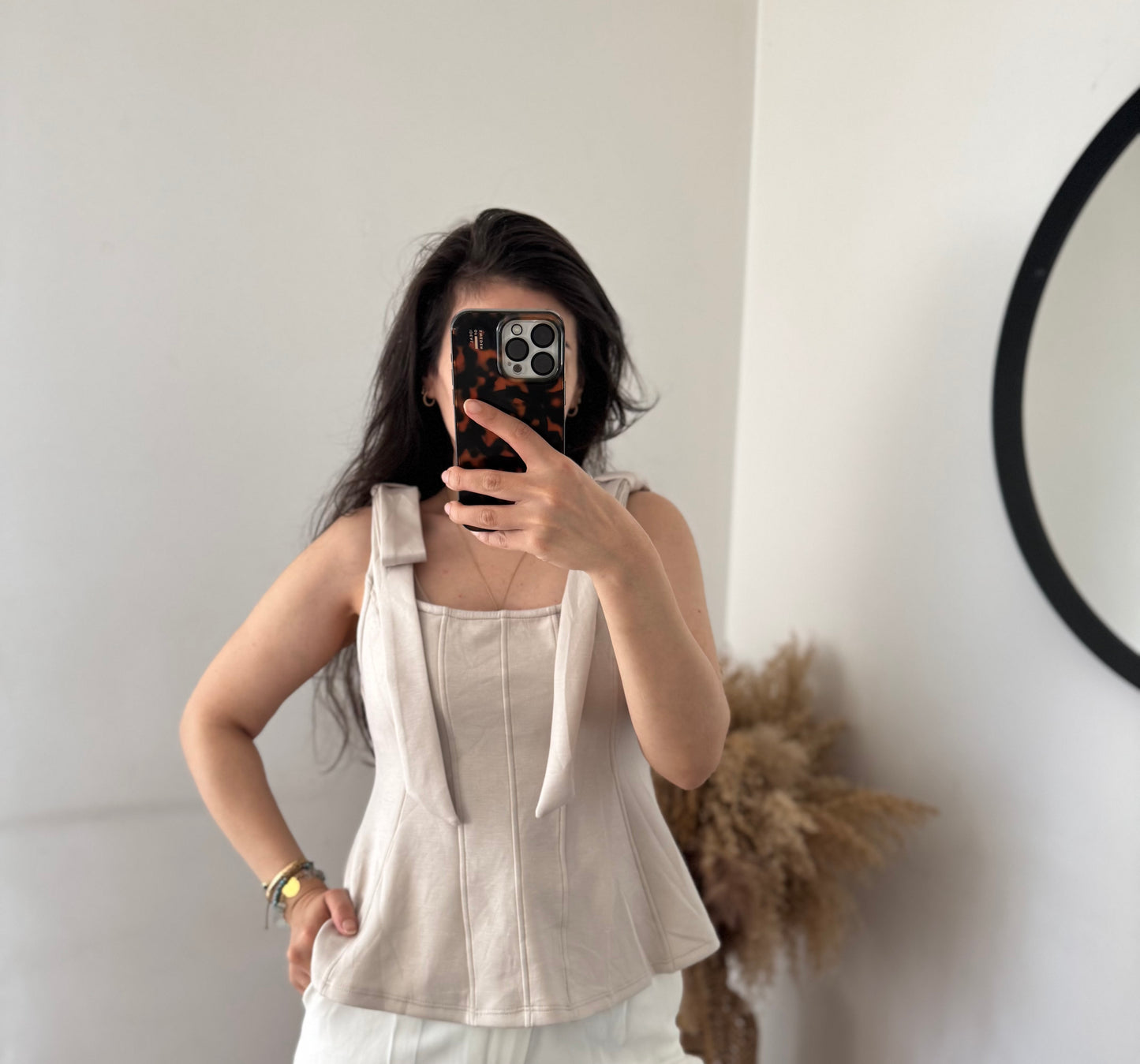 Peplum Top Butterstoff Stone