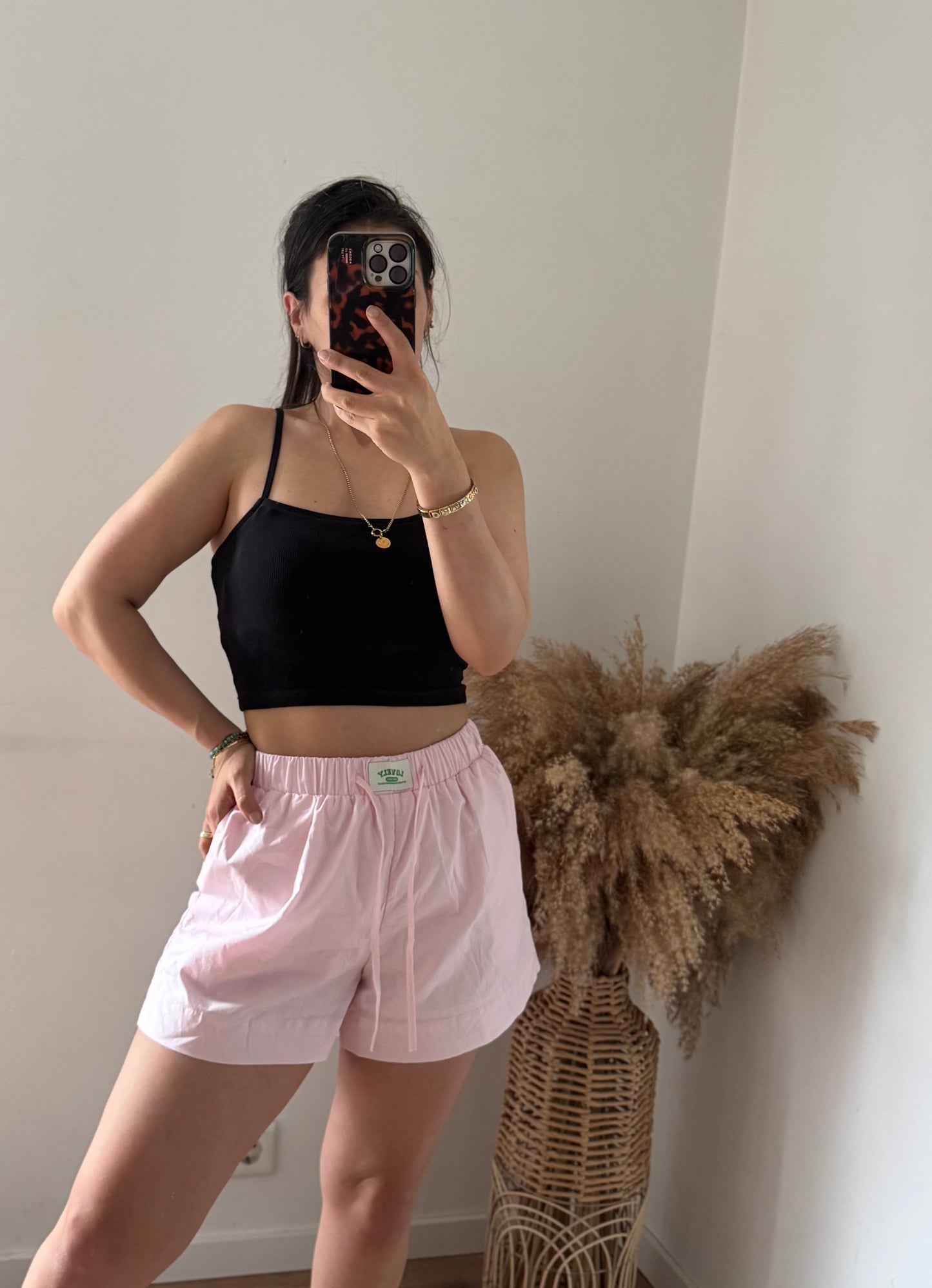 Baumwollshorts rosa mit Patch