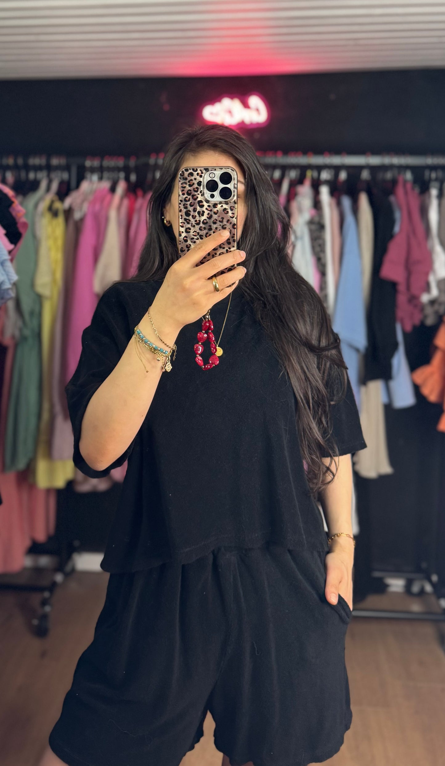 Baumwoll-Frottee Set schwarz