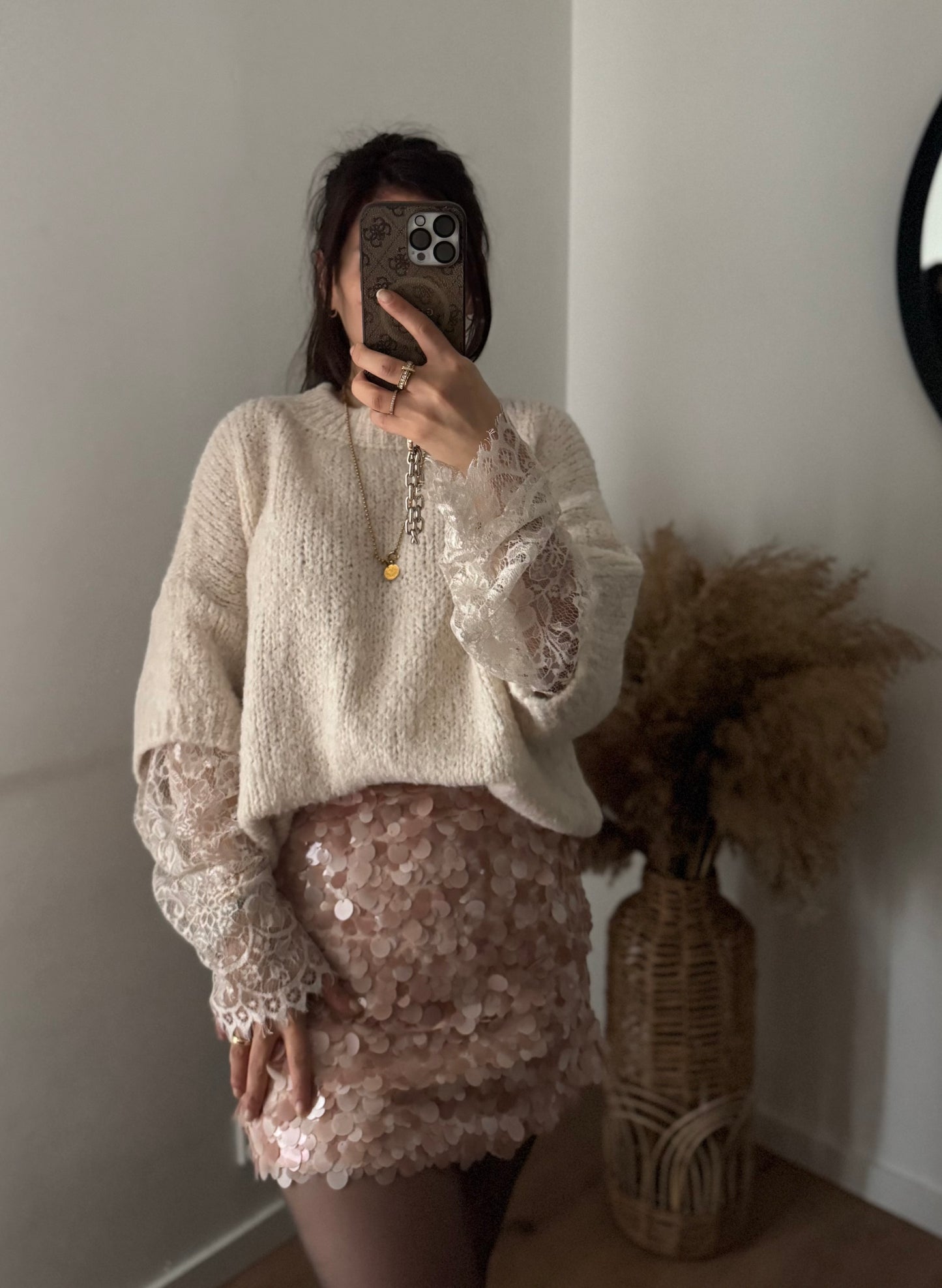 Midarm Ecru mit spitze