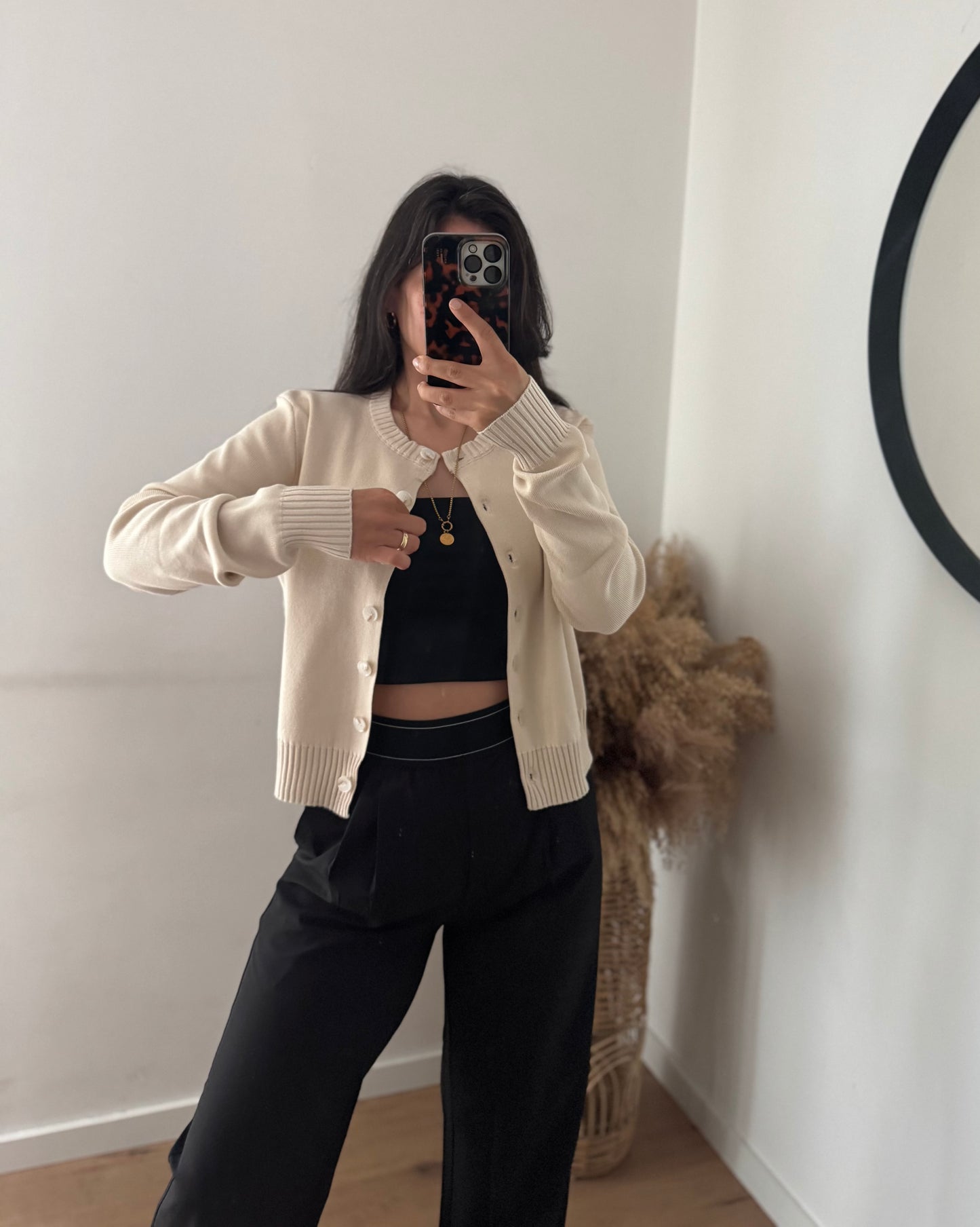 Pure Cotton Cardigan Stone
