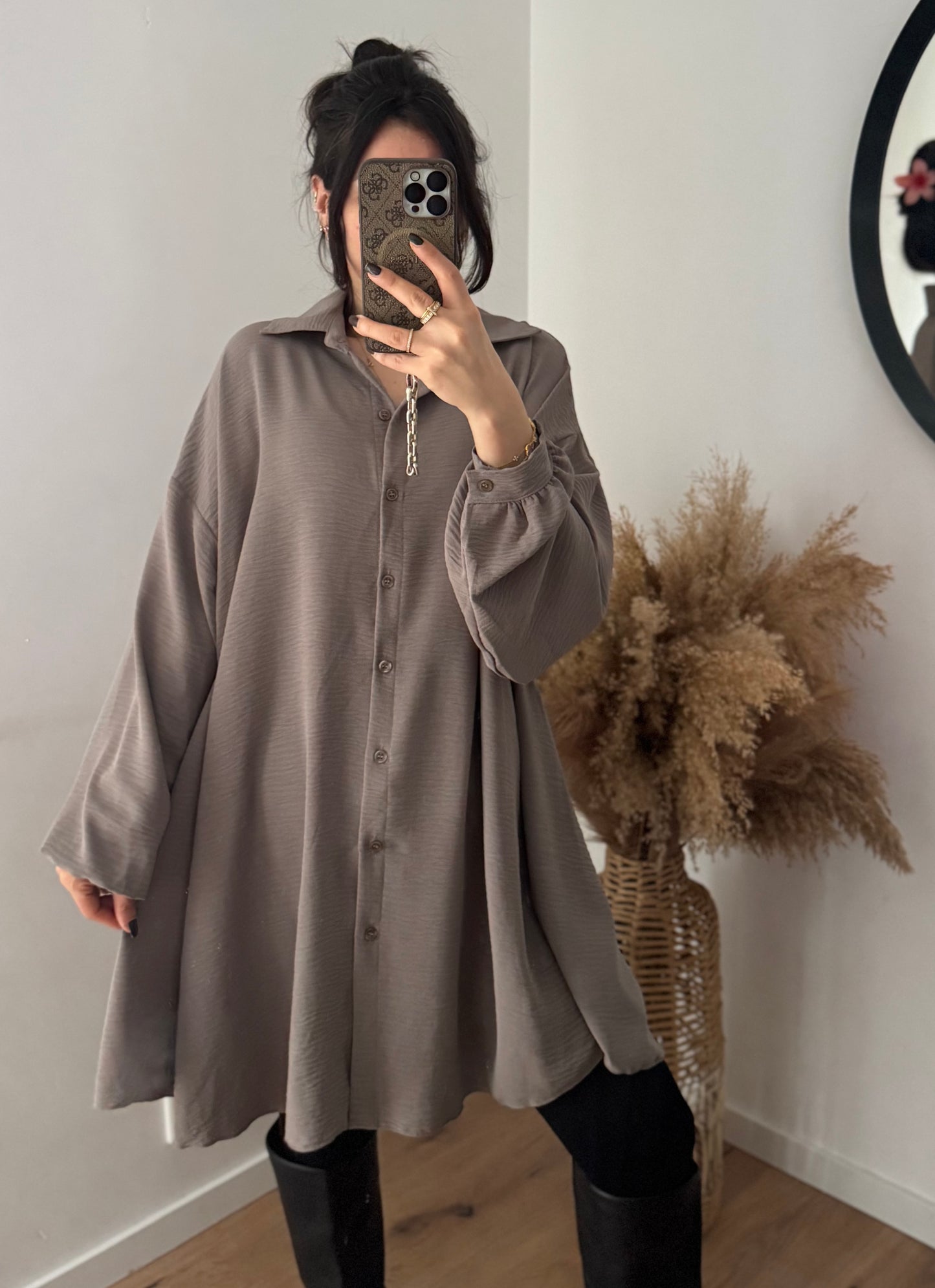 Oversized Bluse/Kleid Fee taupe